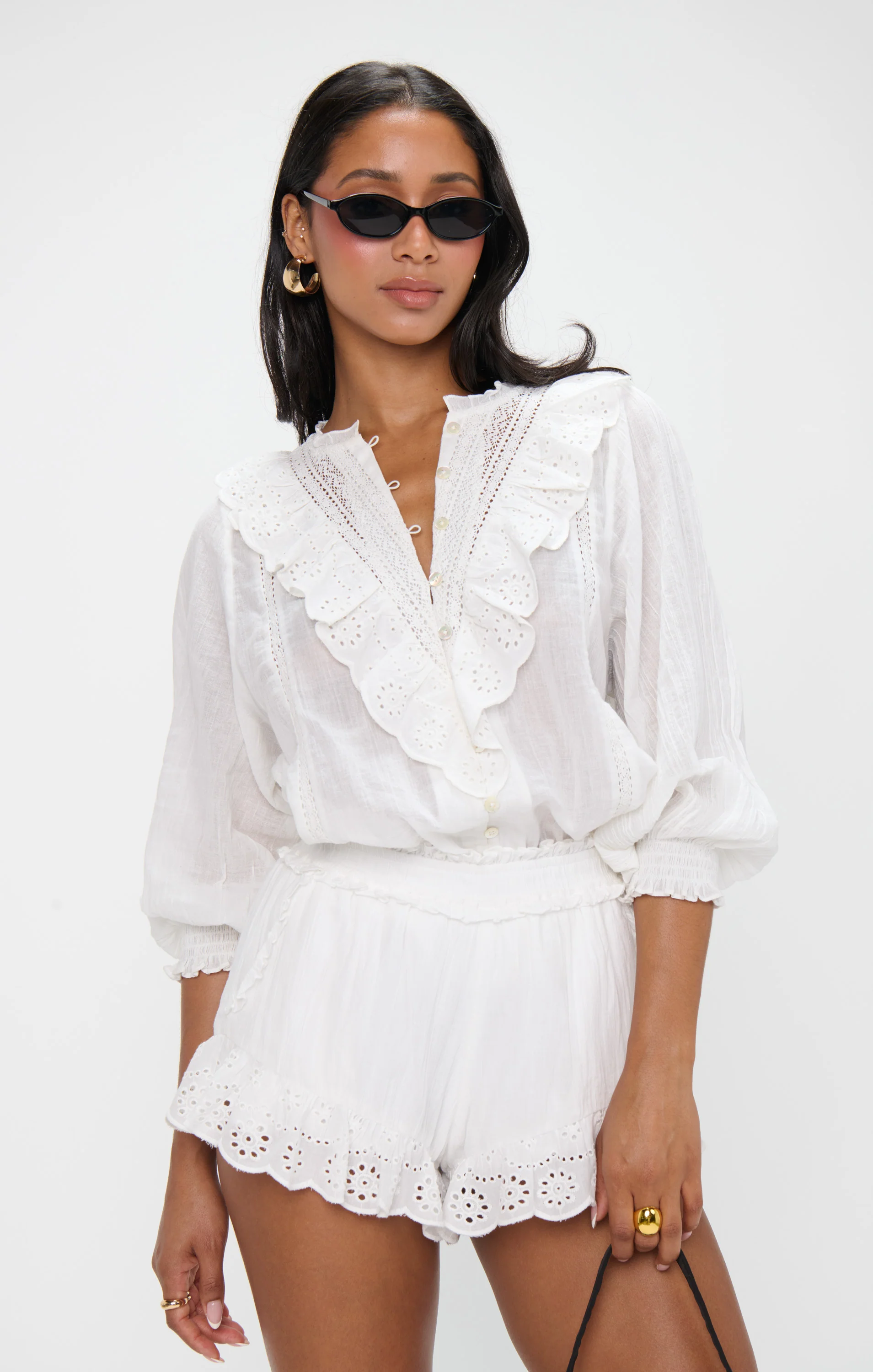 French Blouse ~ White Eyelet - Image 3