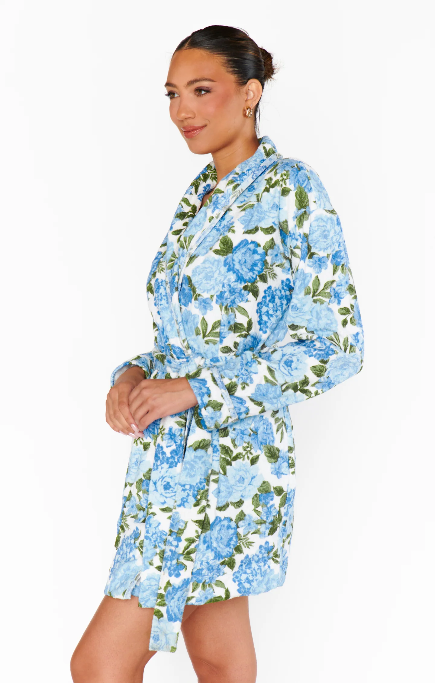 Freshen Up Robe ~ Cottage Floral Blue Terry - Image 4