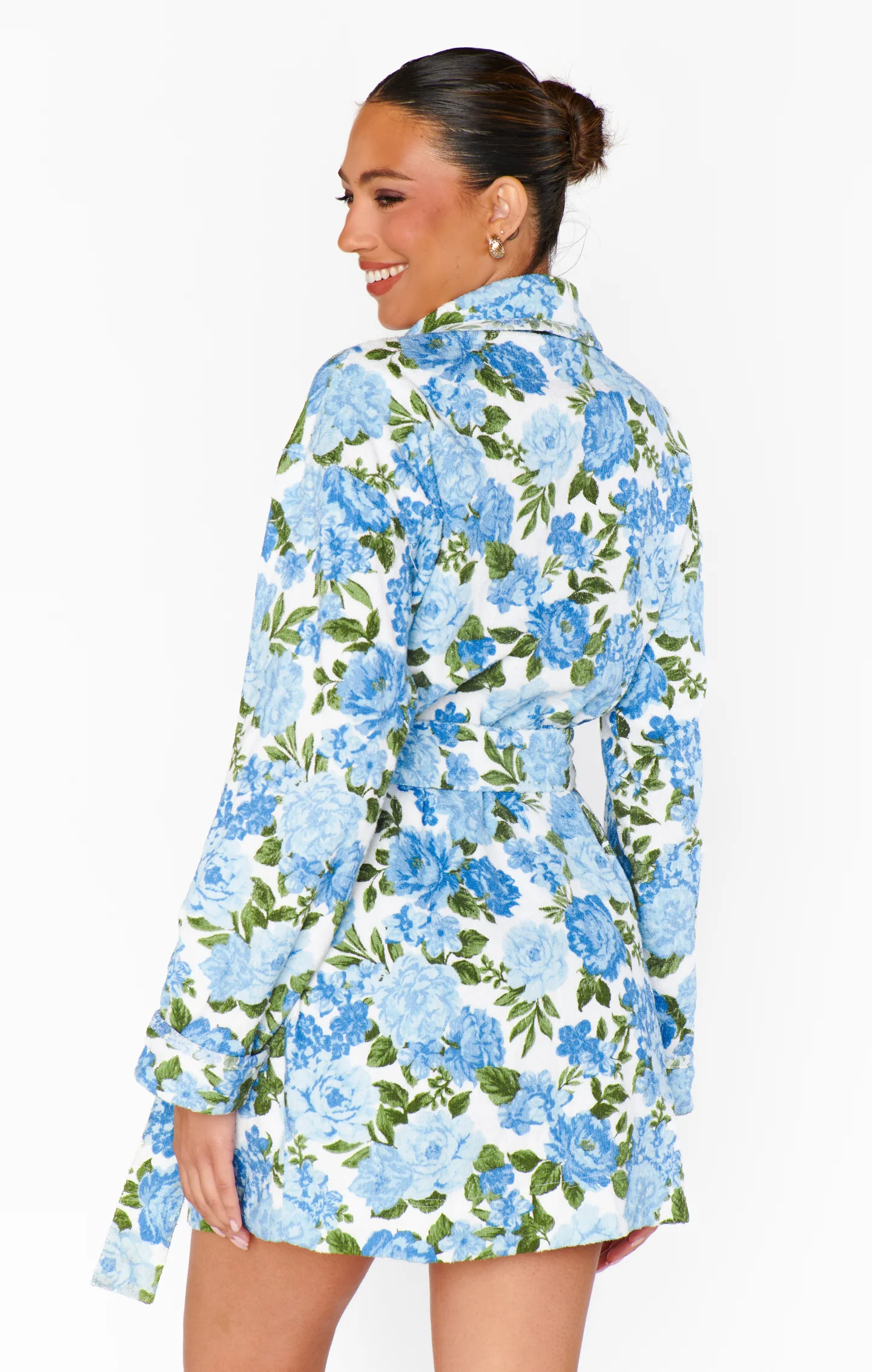 Freshen Up Robe ~ Cottage Floral Blue Terry - Image 5
