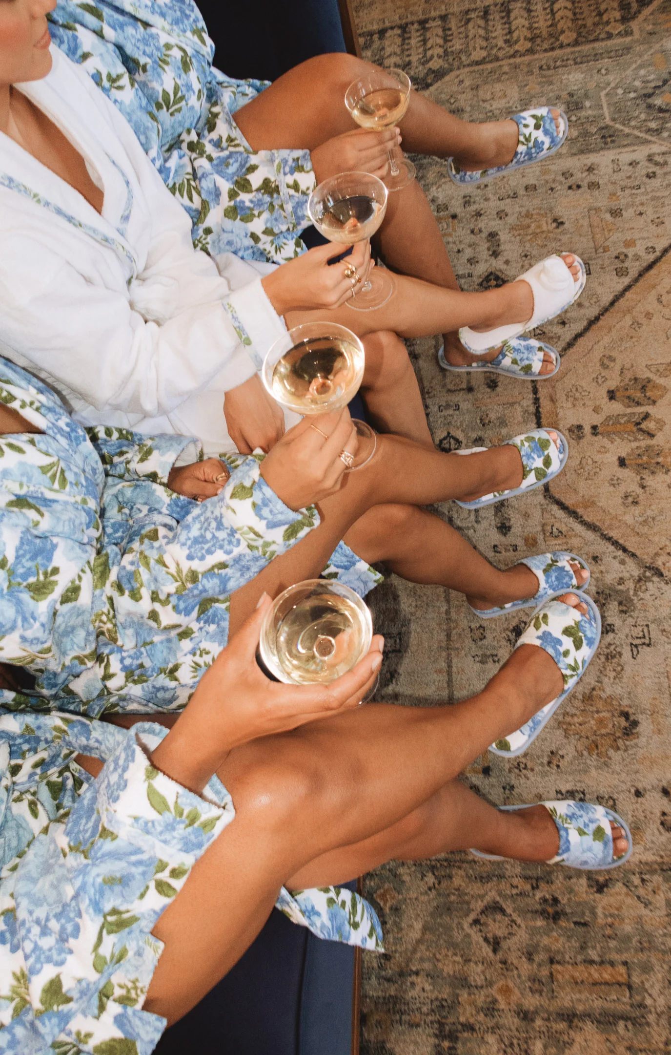 Freshen Up Slippers ~ Cottage Floral Blue Terry - Image 2