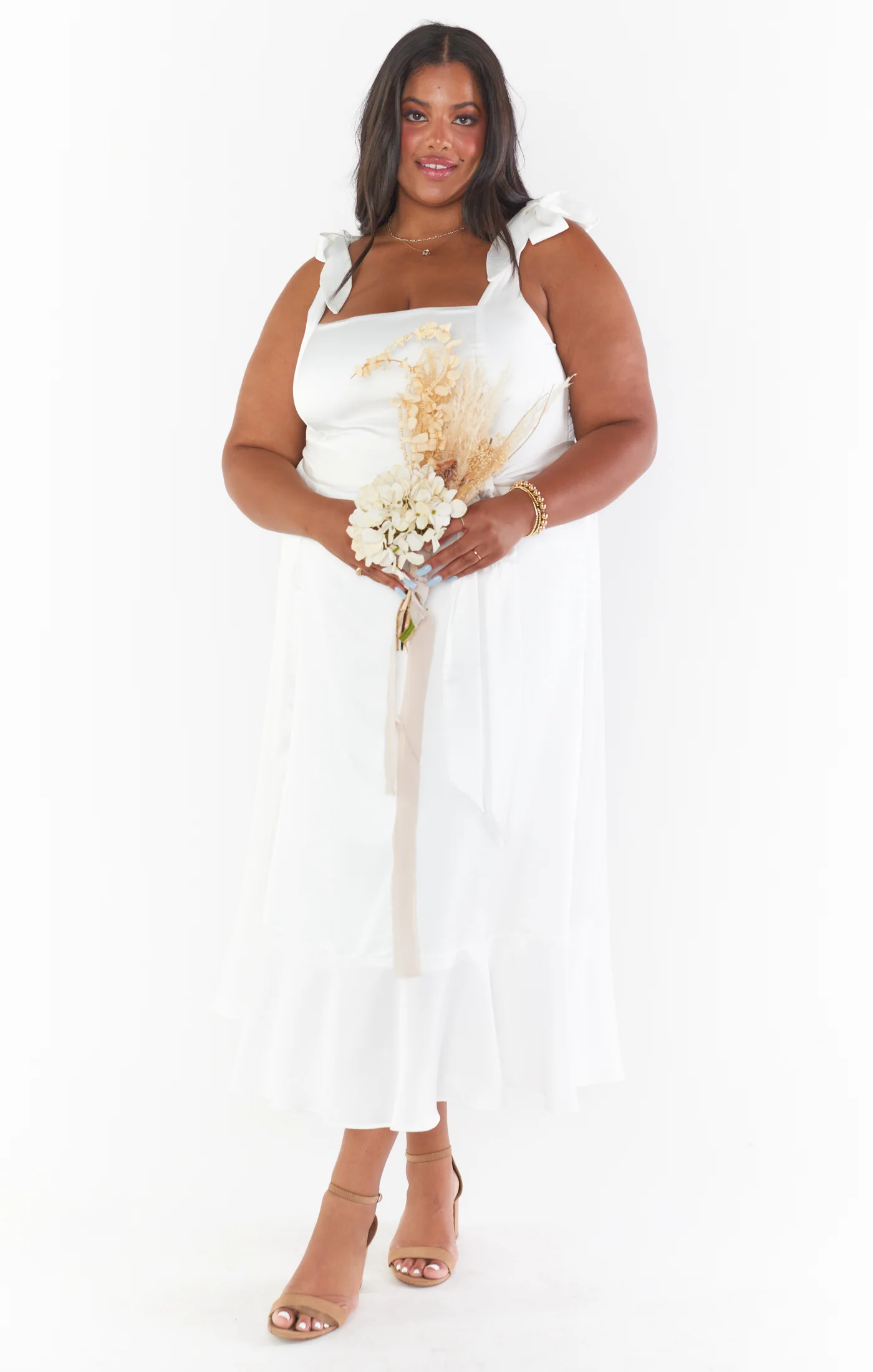 Garden Midi Dress ~ Ivory Luxe Satin - Image 12
