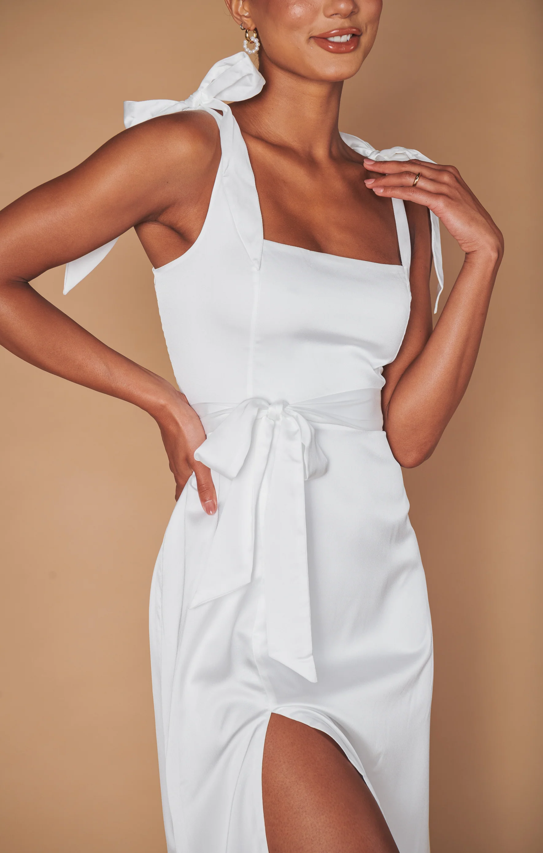 Garden Midi Dress ~ Ivory Luxe Satin - Image 3
