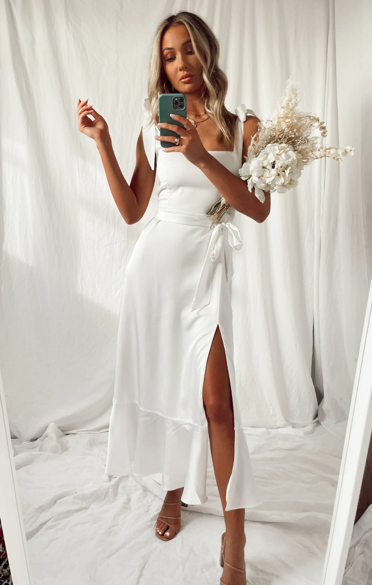 Garden Midi Dress ~ Ivory Luxe Satin - Image 4