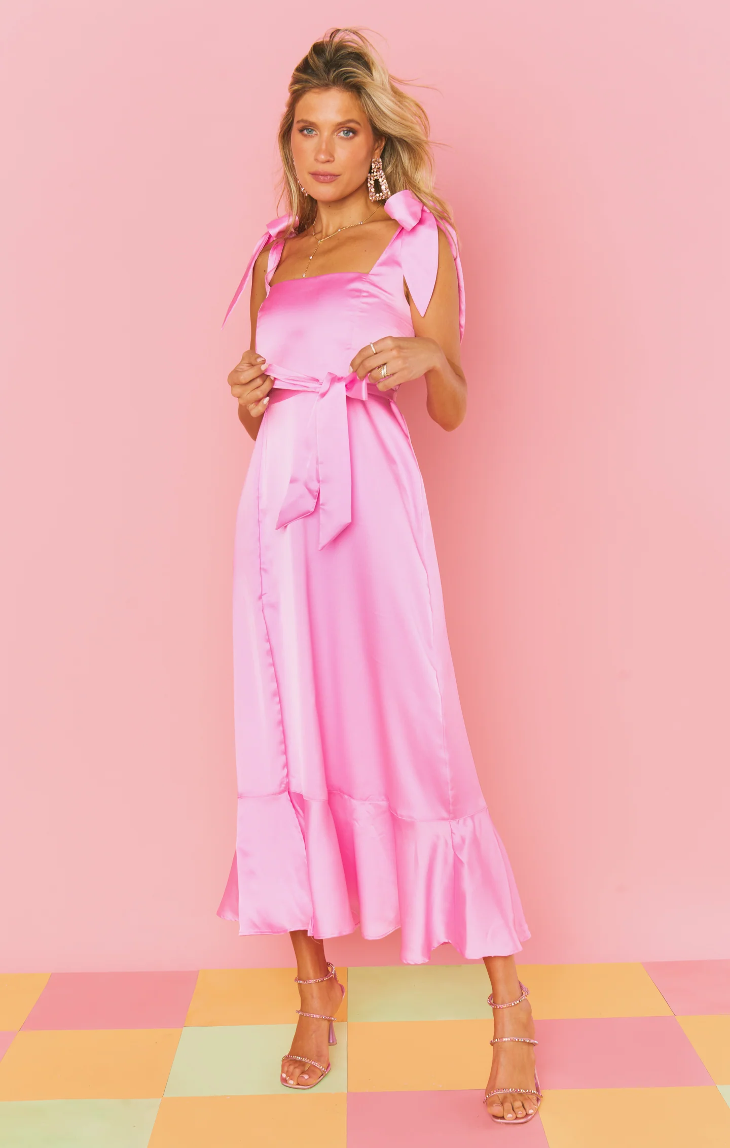 Garden Midi Dress ~ Pink Luxe Satin - Image 10