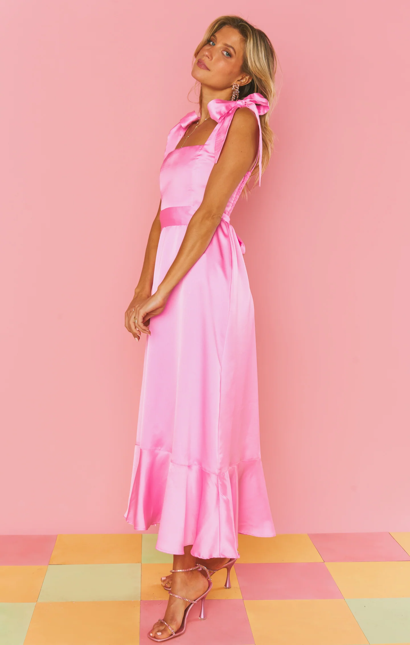 Garden Midi Dress ~ Pink Luxe Satin - Image 3
