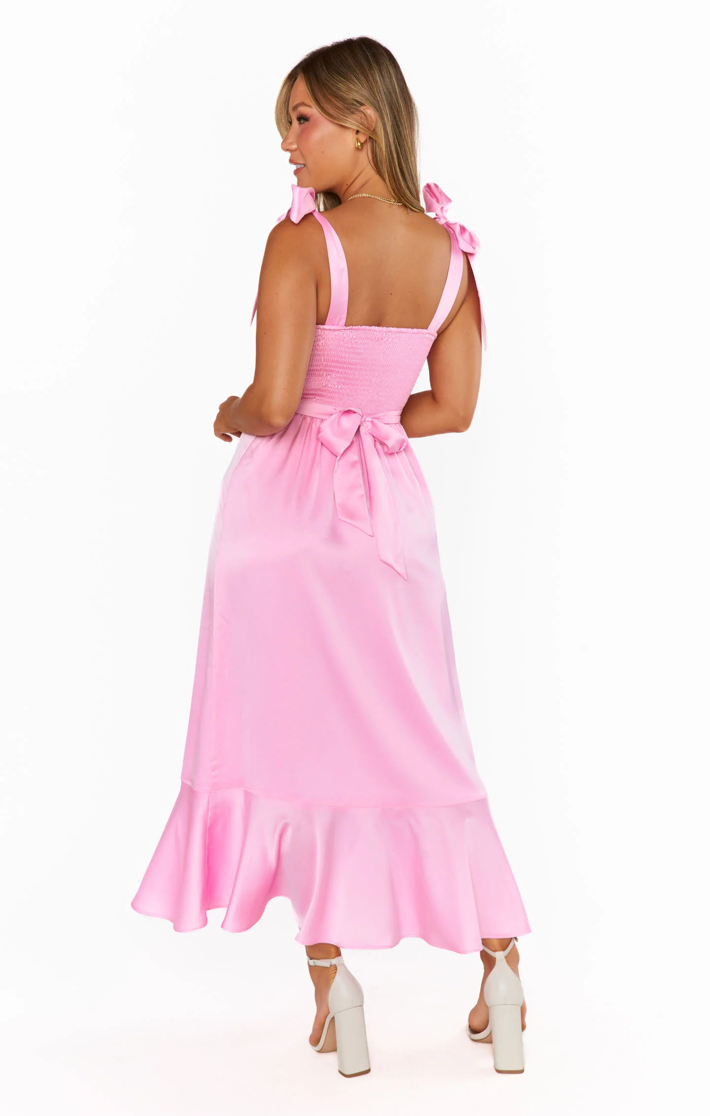 Garden Midi Dress ~ Pink Luxe Satin - Image 8