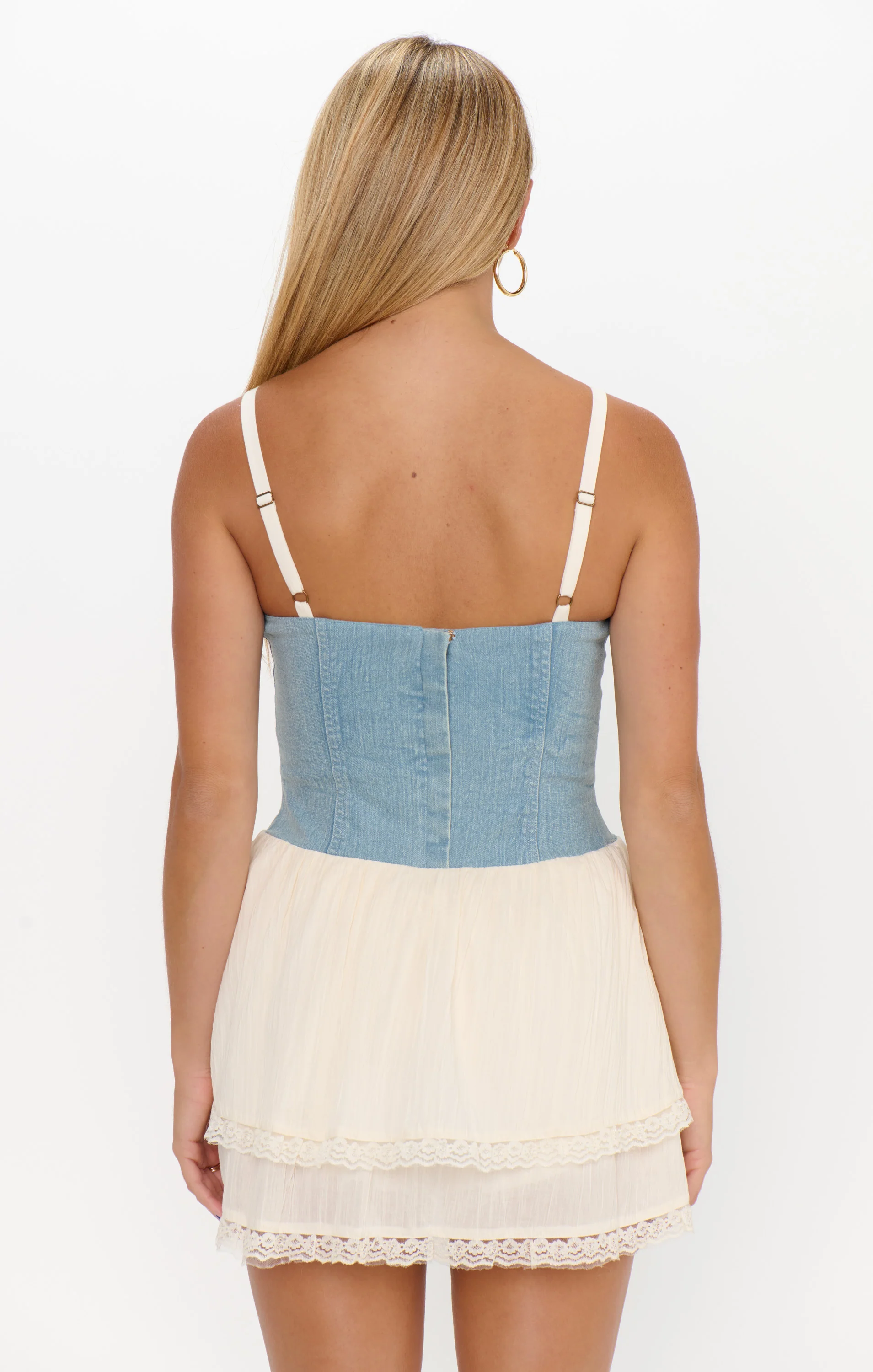 Geneva Mini Dress ~ Light Indigo with Cream Voile - Image 3