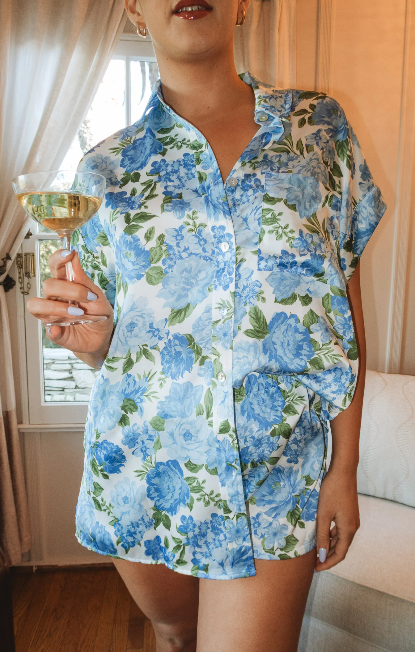 Glam Time Shorts ~ Cottage Floral Blue - Image 3
