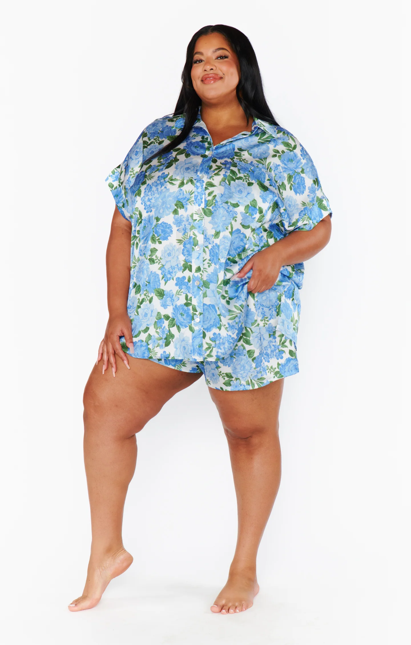 Glam Time Shorts ~ Cottage Floral Blue - Image 9