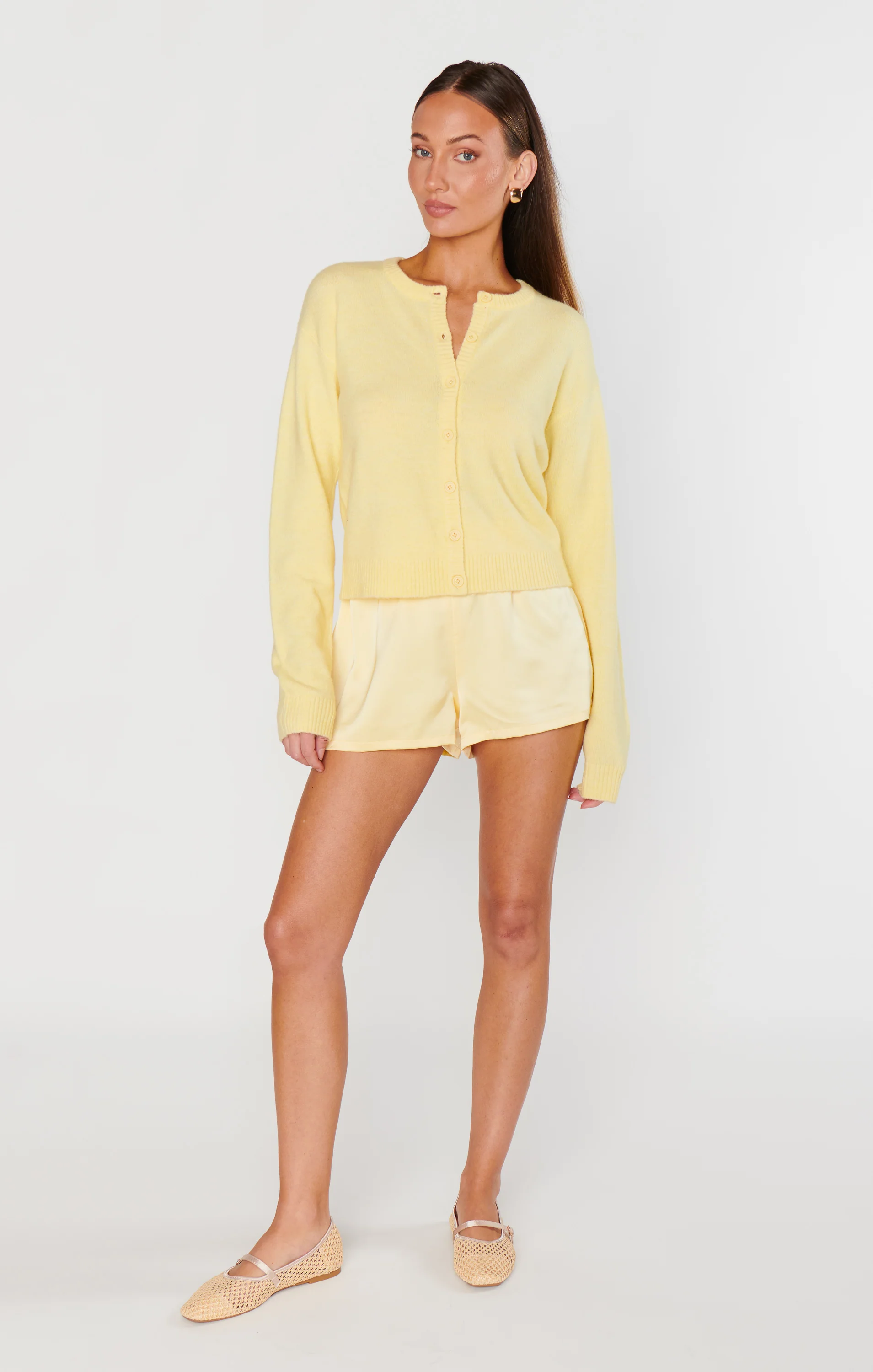 Glam Time Shorts ~ Pale Yellow Luxe Satin - Image 5