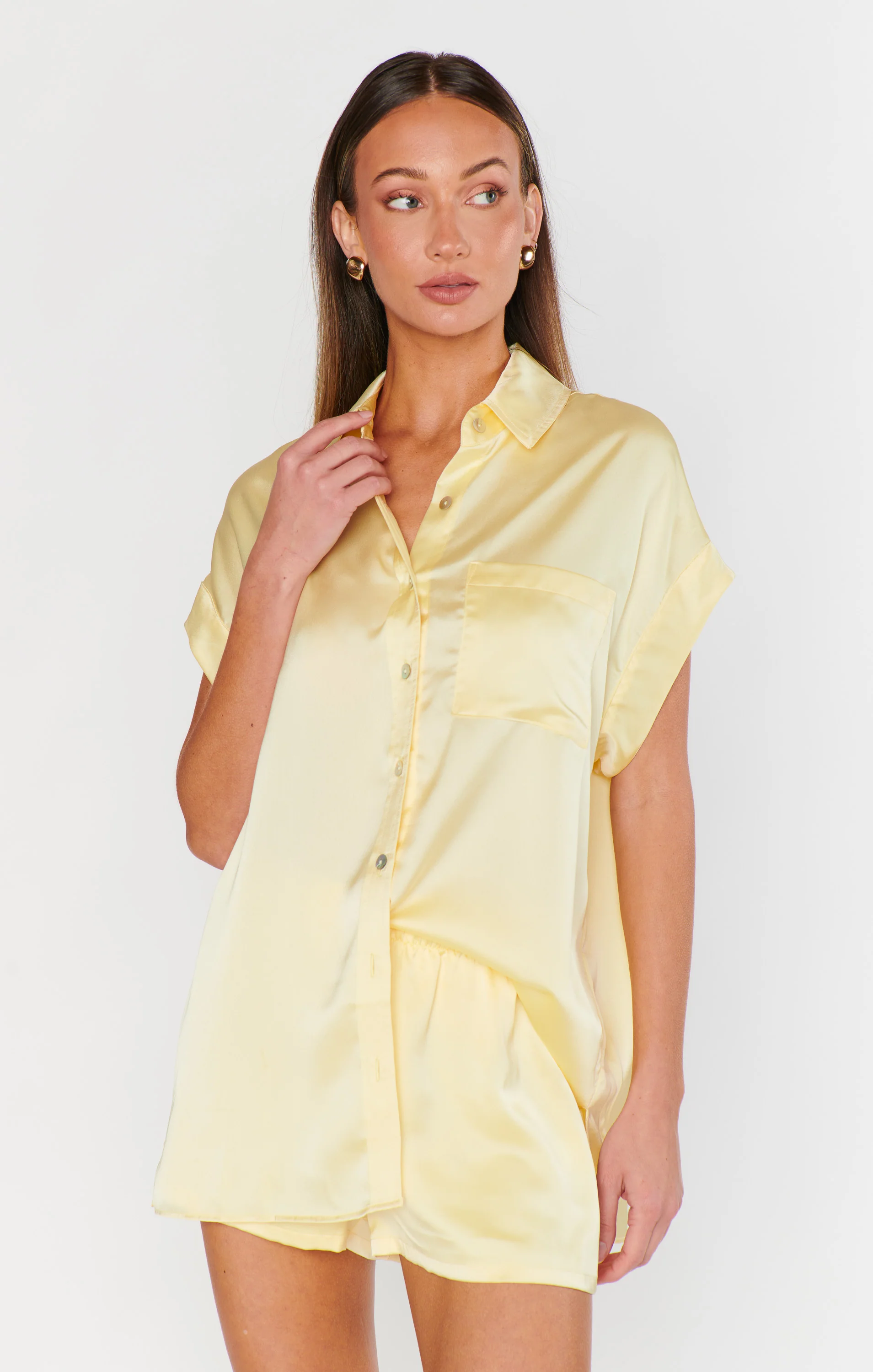 Glam Time Shorts ~ Pale Yellow Luxe Satin - Image 7