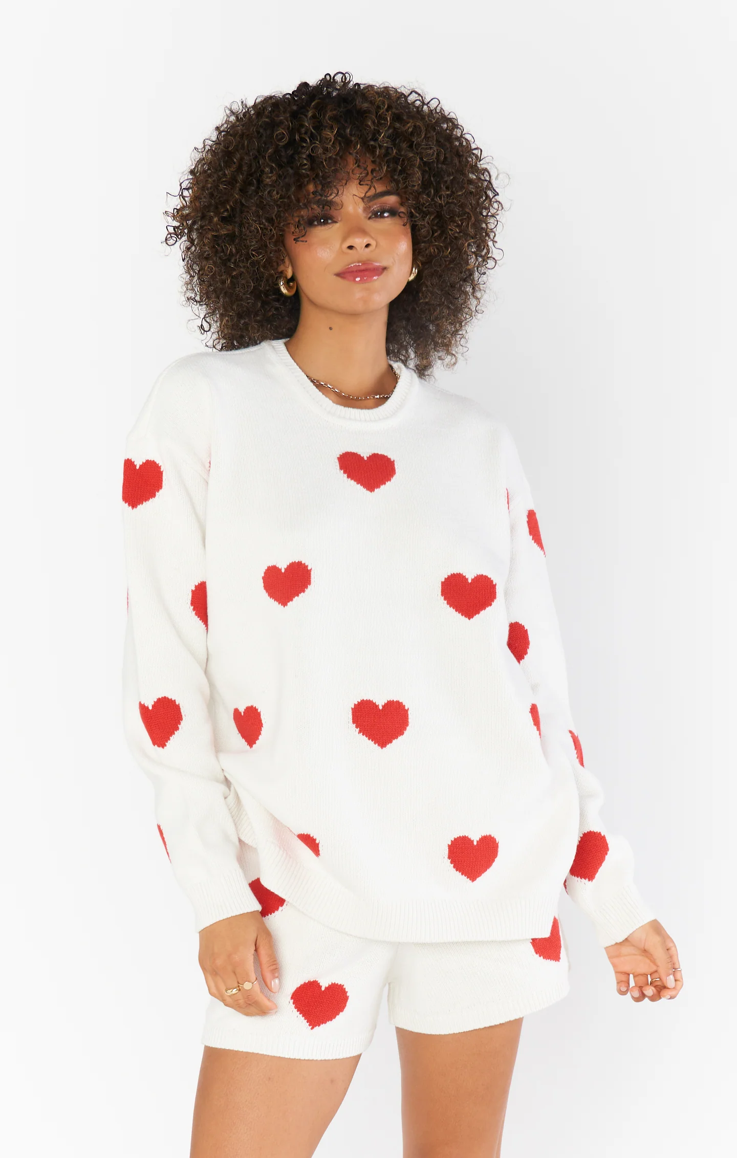 Go To Sweater ~ Tossed Heart Knit Red - Image 4