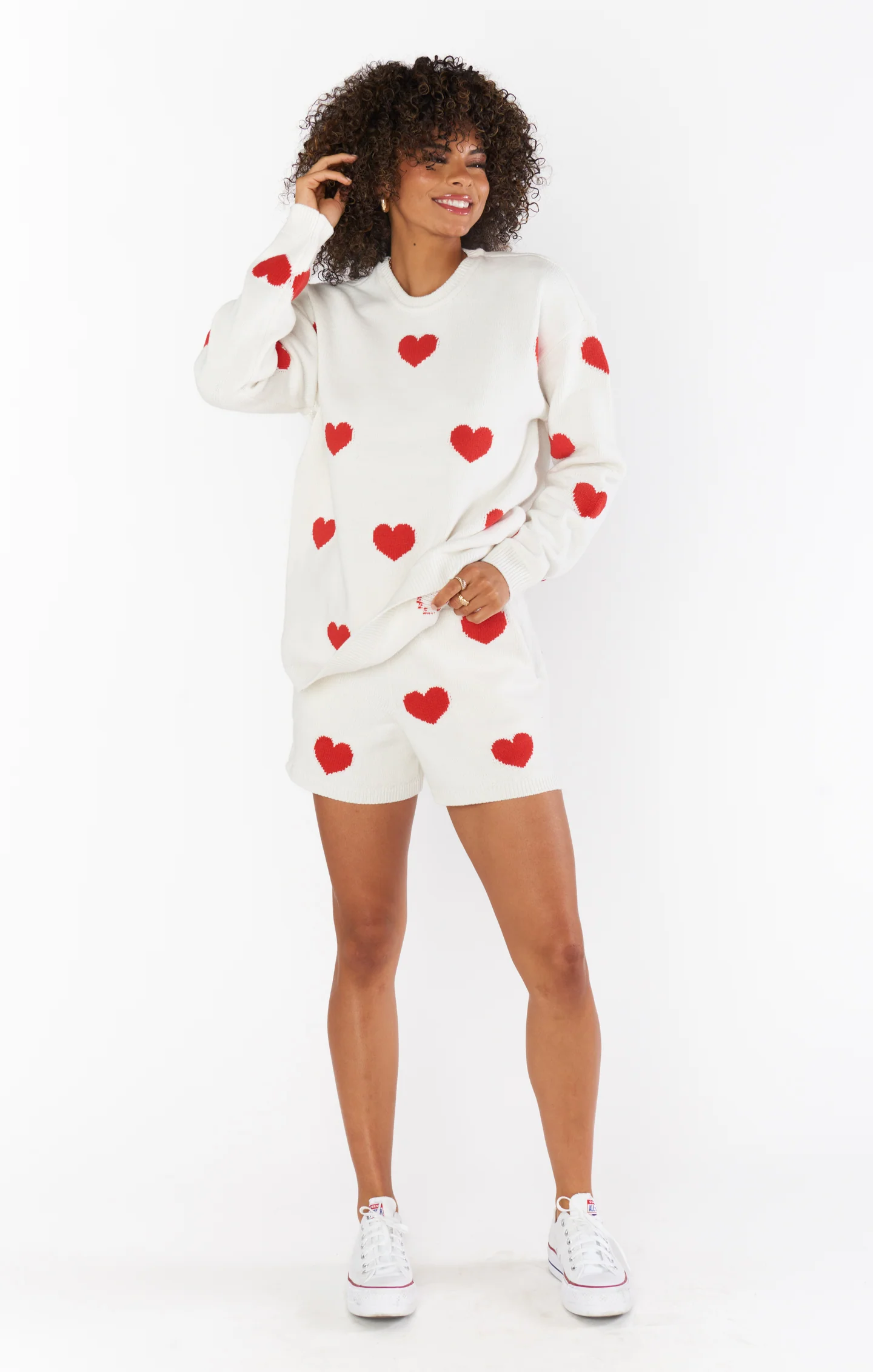 Go To Sweater ~ Tossed Heart Knit Red - Image 6