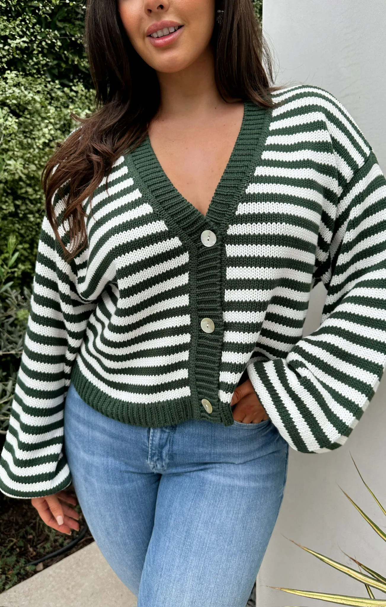 Good Karma Cardi ~ Forest Green Knit - Image 3