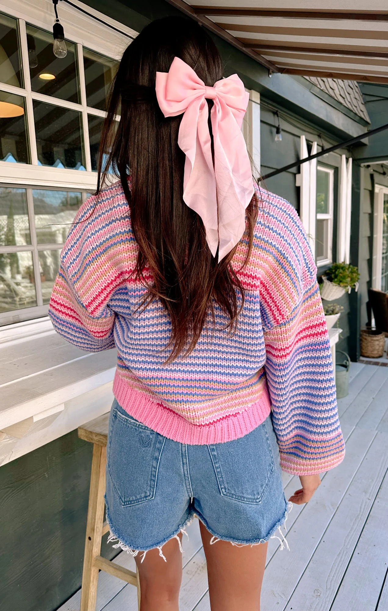 Good Karma Cardi ~ Pink Multi Stripe - Image 2