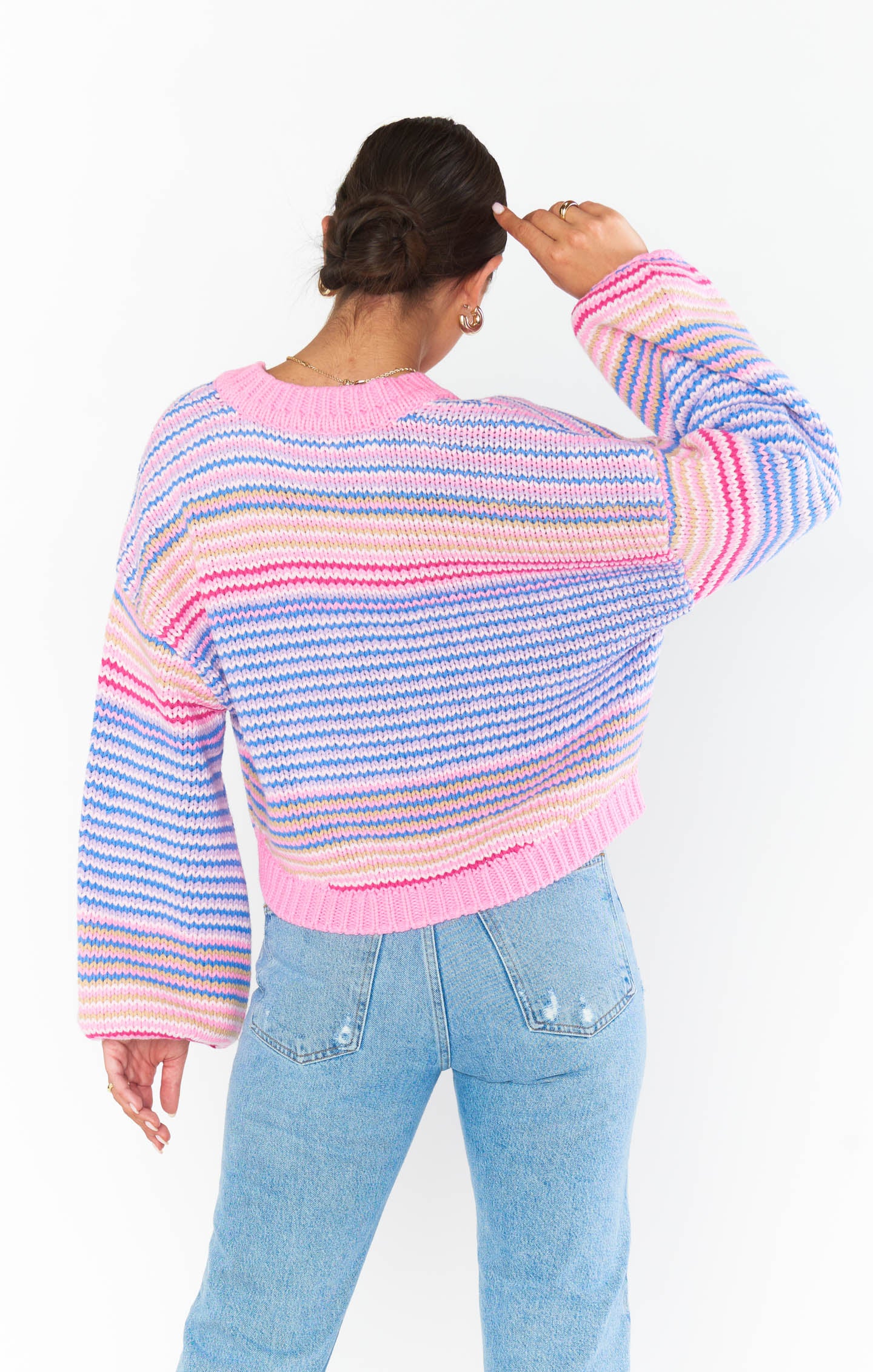 Good Karma Cardi ~ Pink Multi Stripe - Image 5
