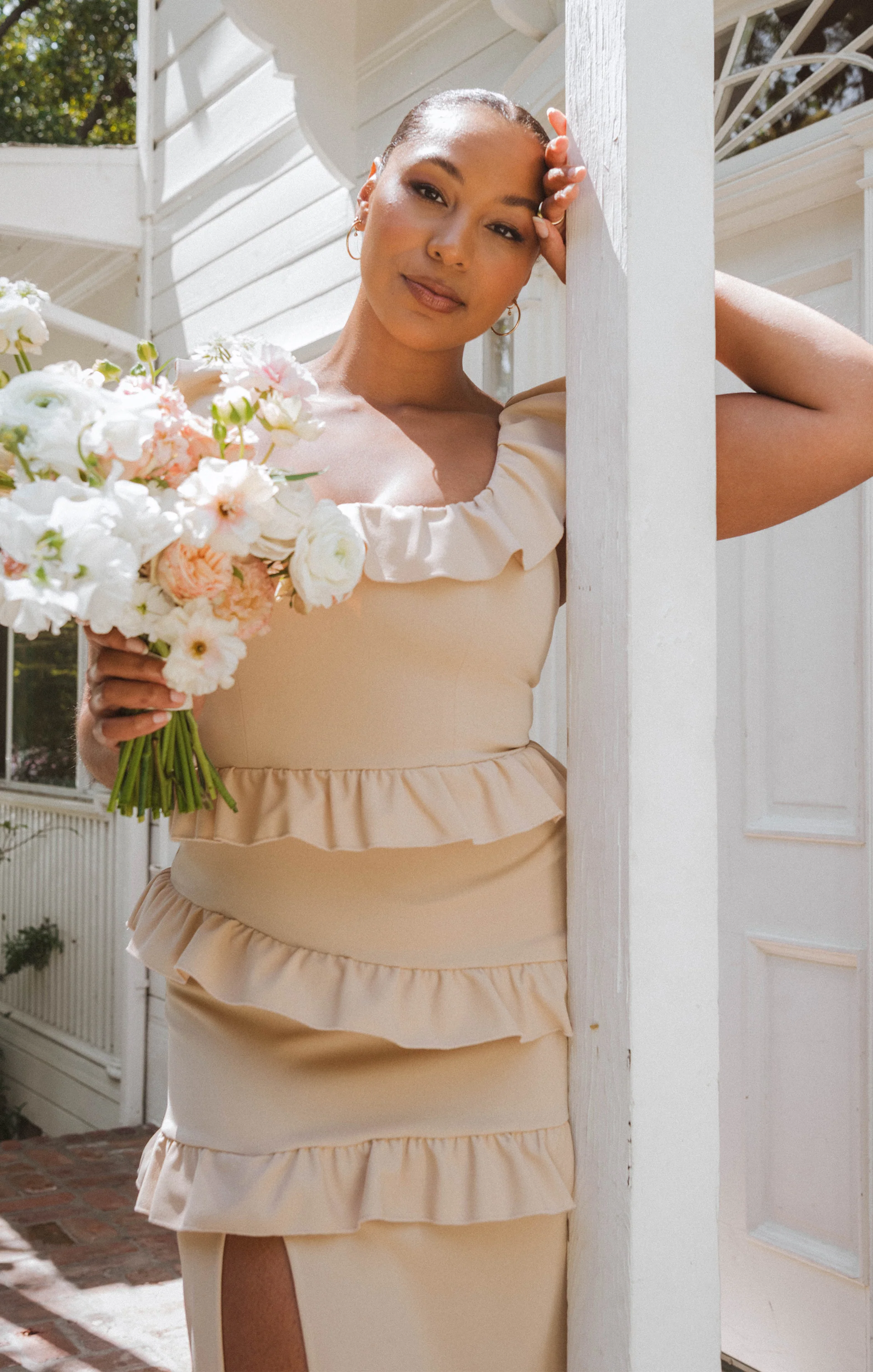 Greta Dress ~ Champagne Stretch - Image 3