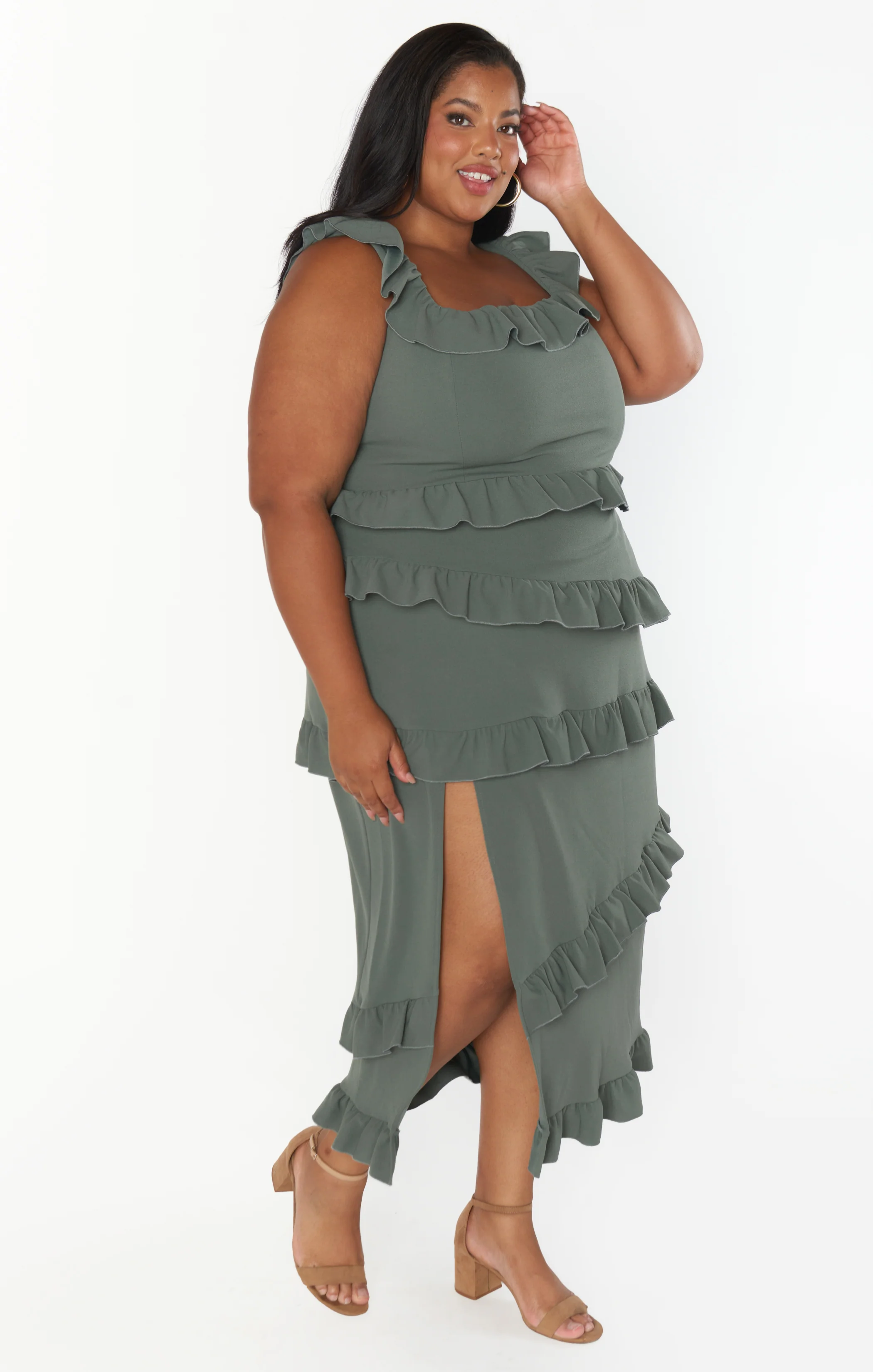 Greta Dress ~ Deep Sage Stretch - Image 5