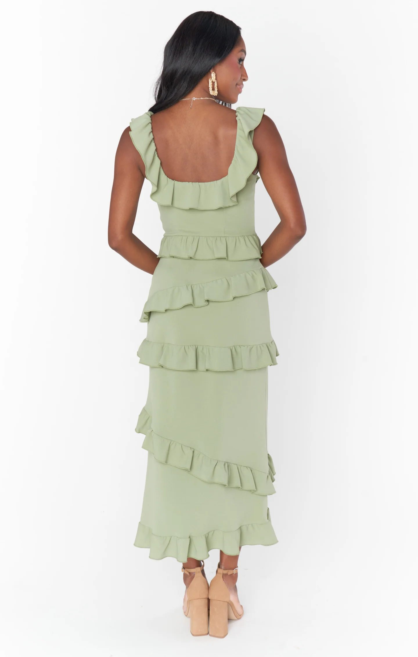 Greta Dress ~ Moss Green Stretch - Image 7