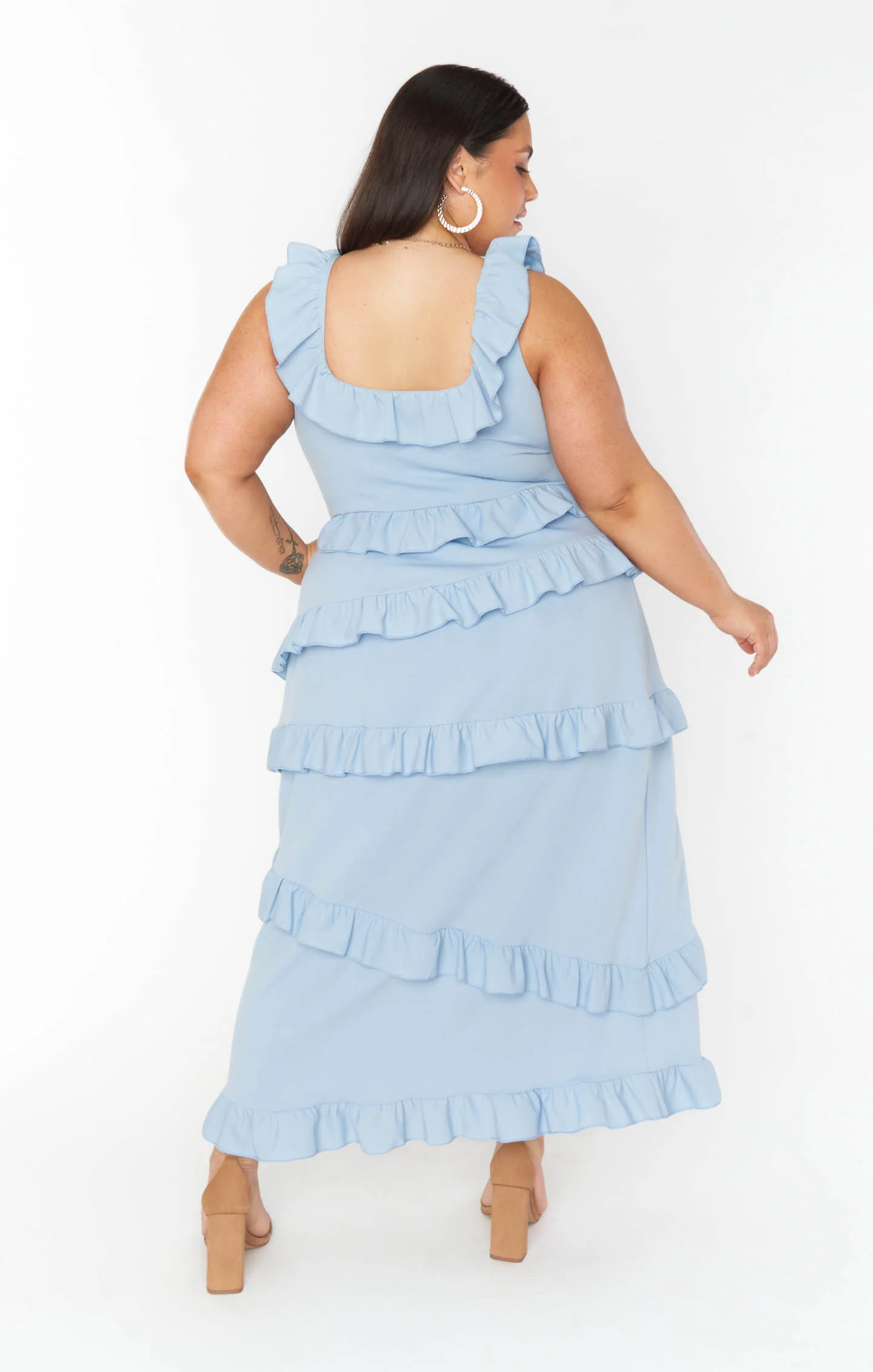 Greta Dress ~ Steel Blue Stretch - Image 15