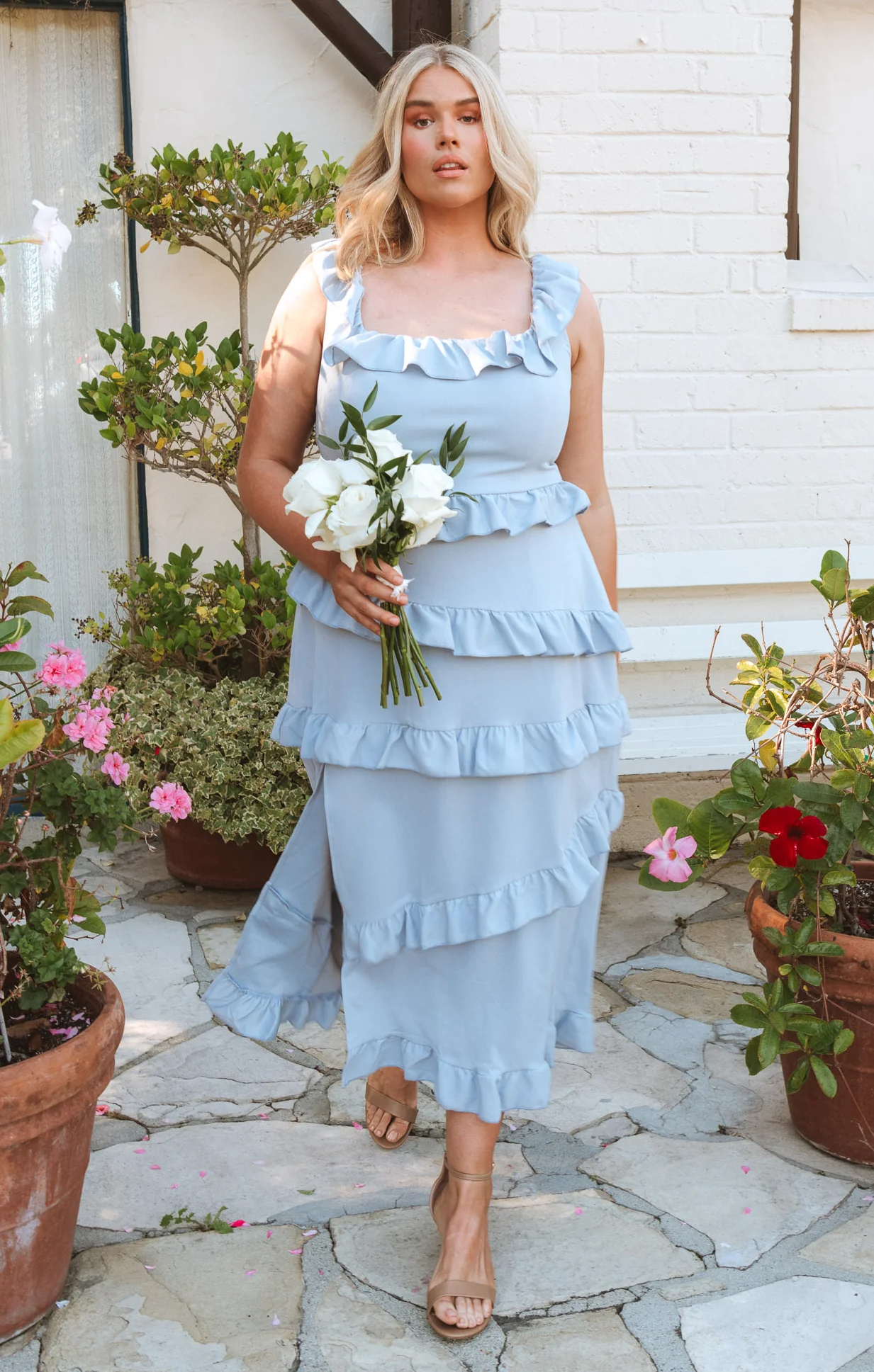 Greta Dress ~ Steel Blue Stretch - Image 4