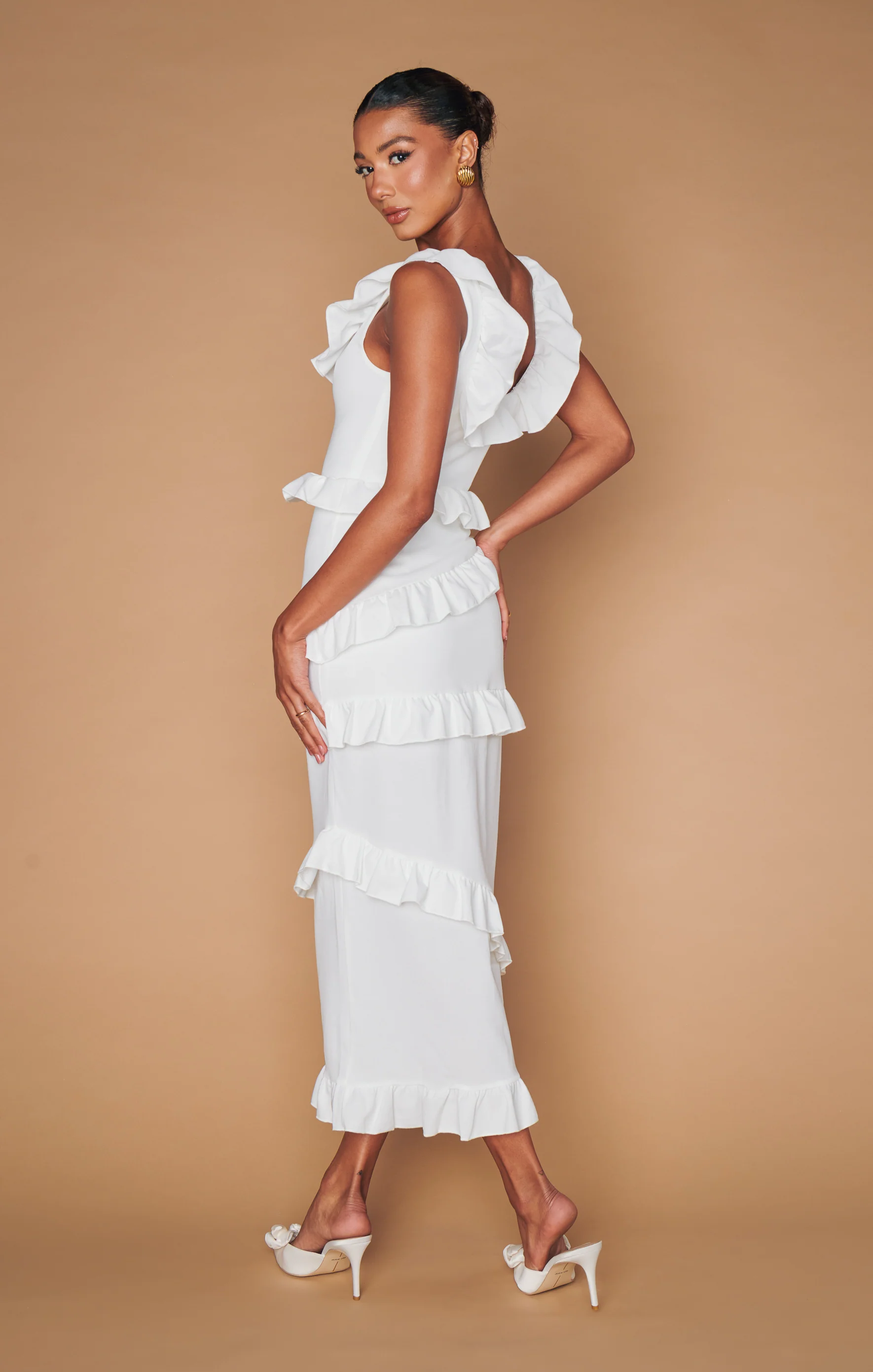 Greta Dress ~ White Stretch - Image 2