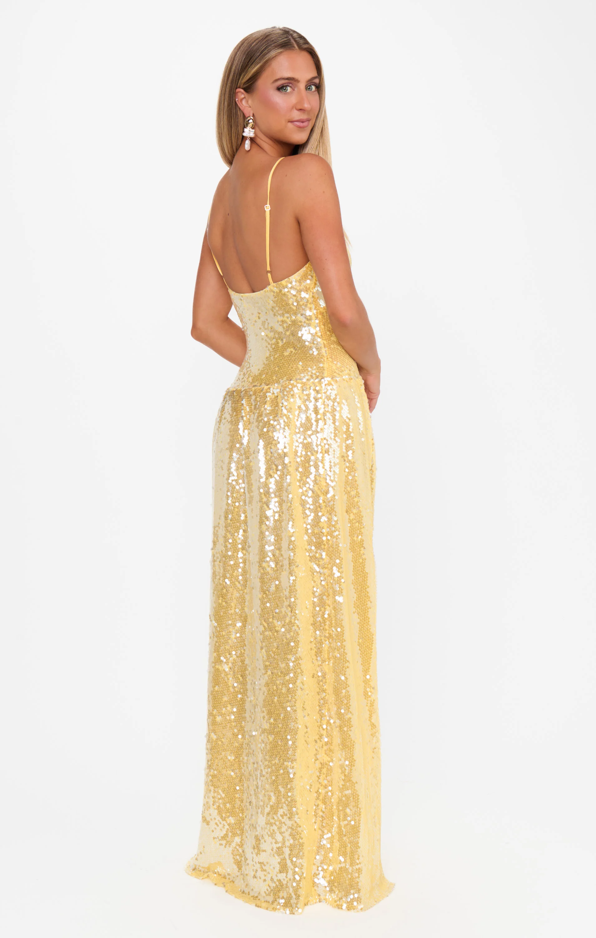 Gwen Maxi Dress ~ Yellow Shimmery Sequins - Image 5