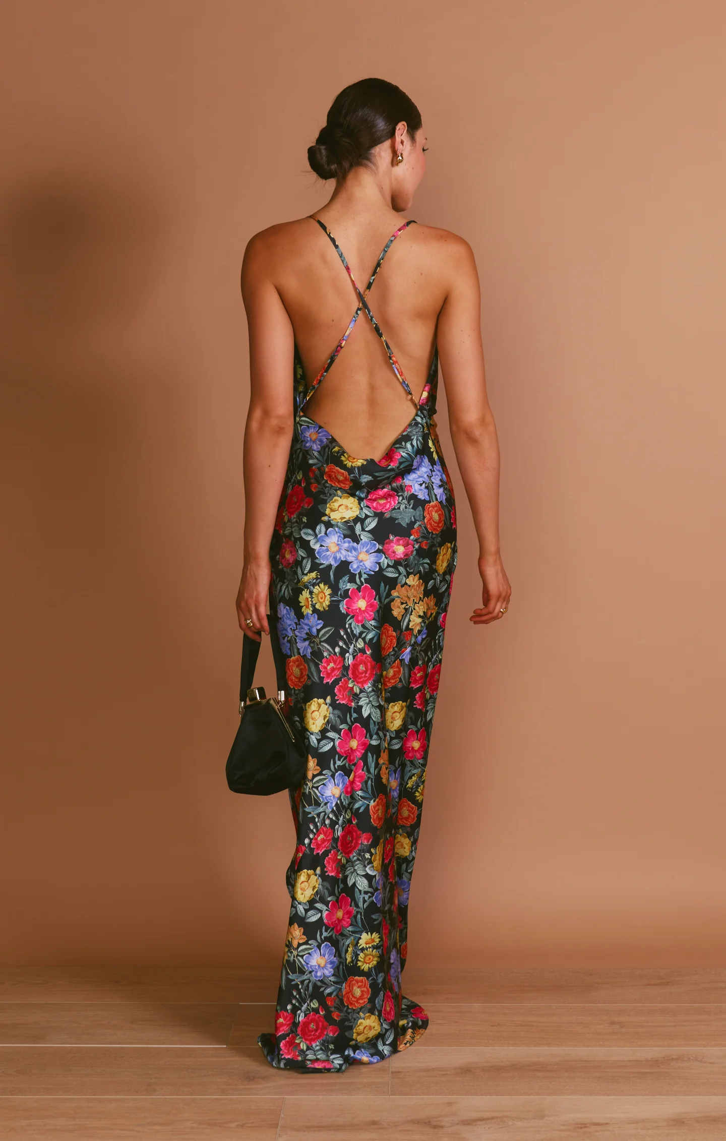Hailey Slip Dress ~ Charm Peony Black Luxe Satin - Image 5