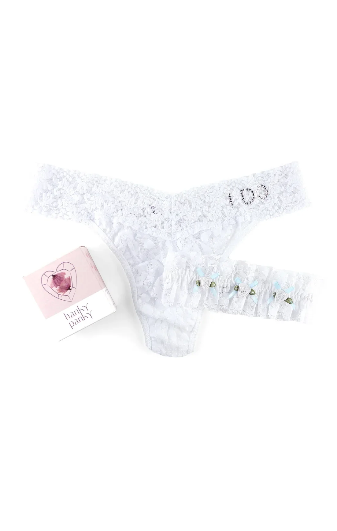 Hanky Panky I Do Original Rise Thong & Garter Box Set ~ White - Image 2