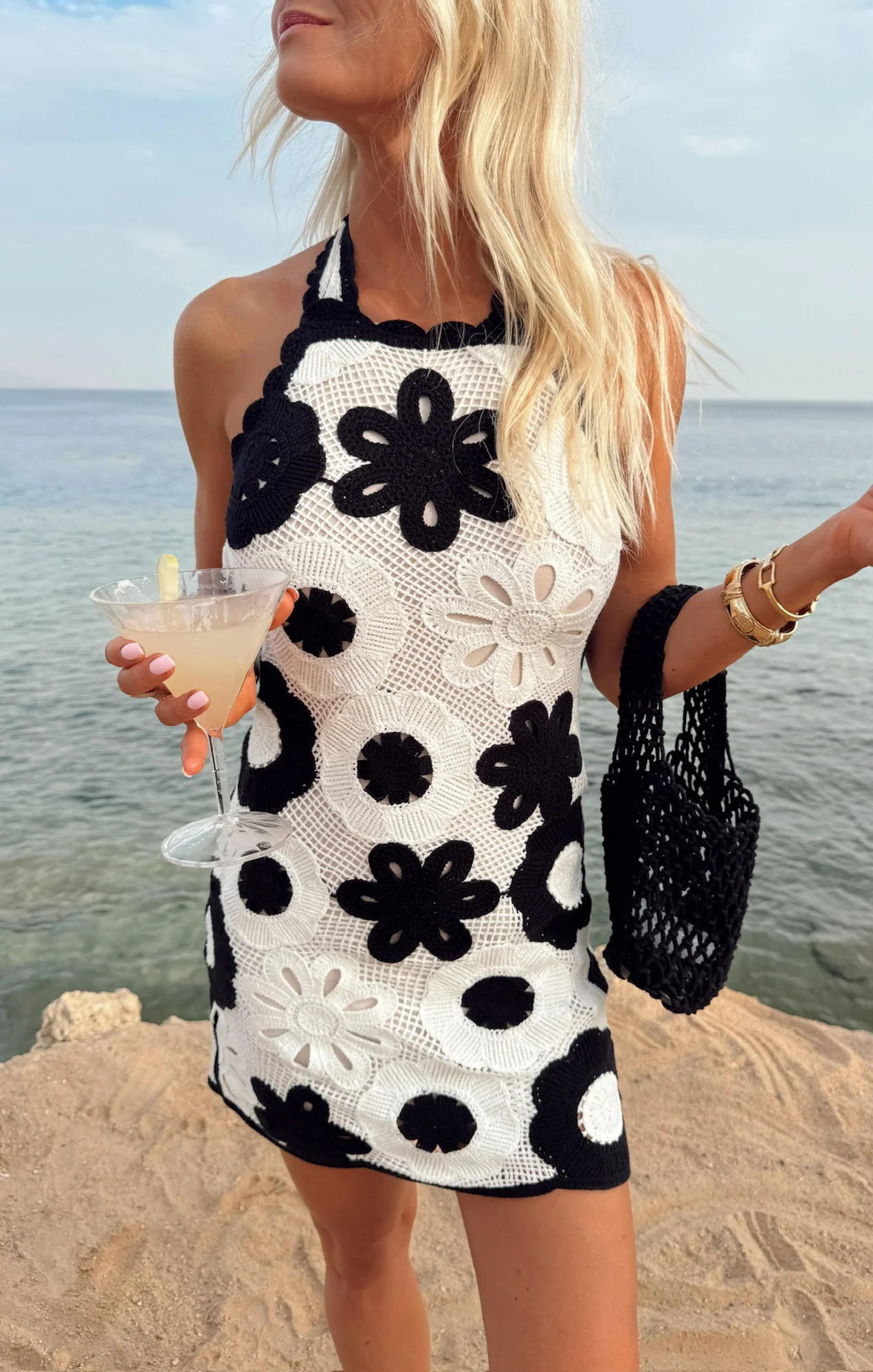 Happy Halter Mini Dress ~ Toasted Coconut Crochet - Image 2