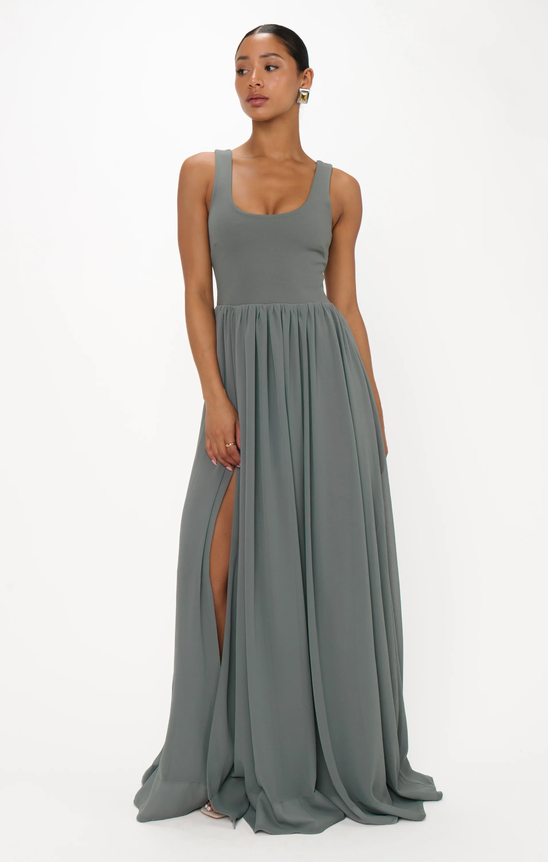 Harper Maxi Dress ~ Deep Sage Chiffon - Image 2
