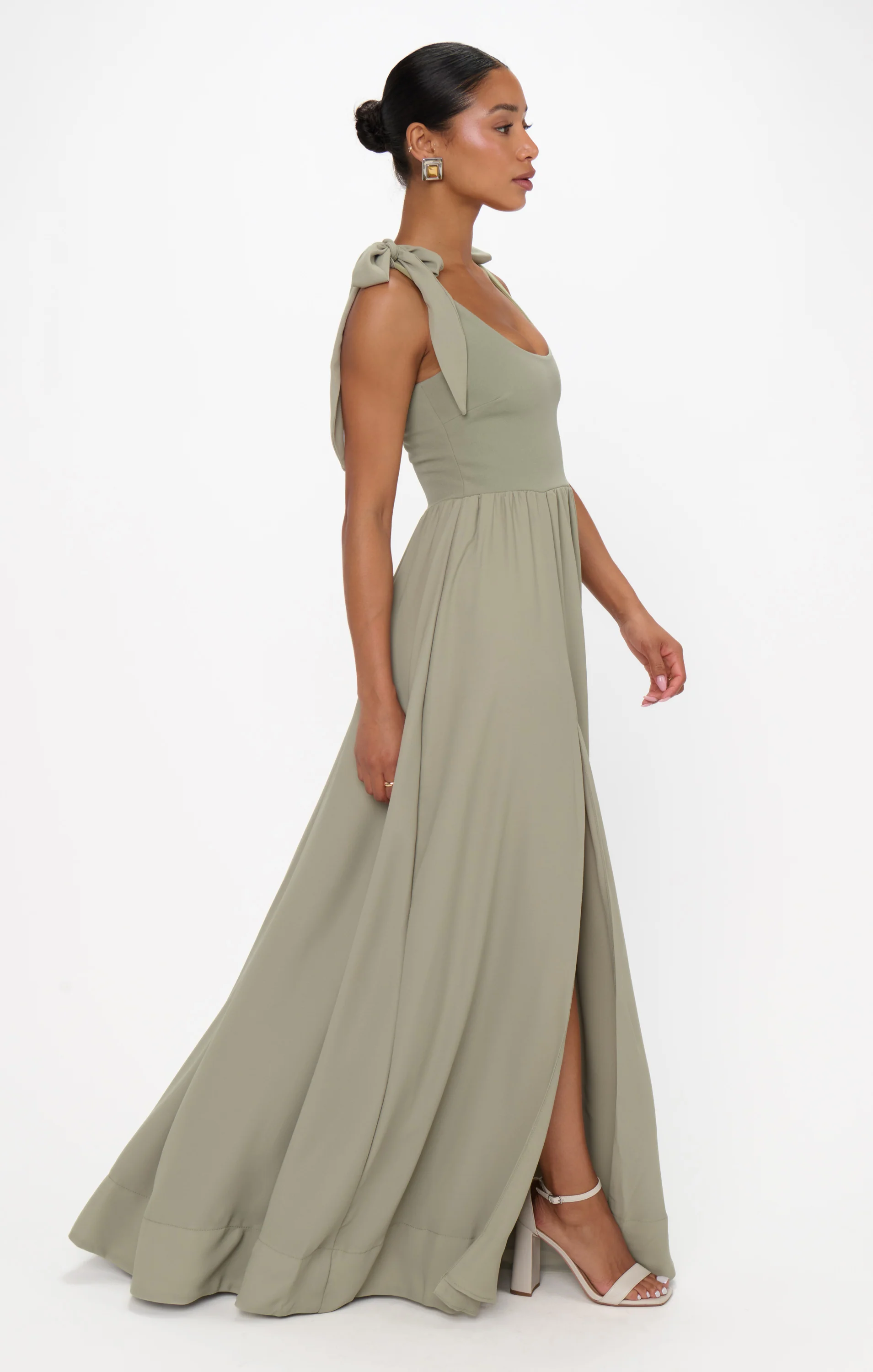 Harper Maxi Dress ~ Moss Green Crisp - Image 3