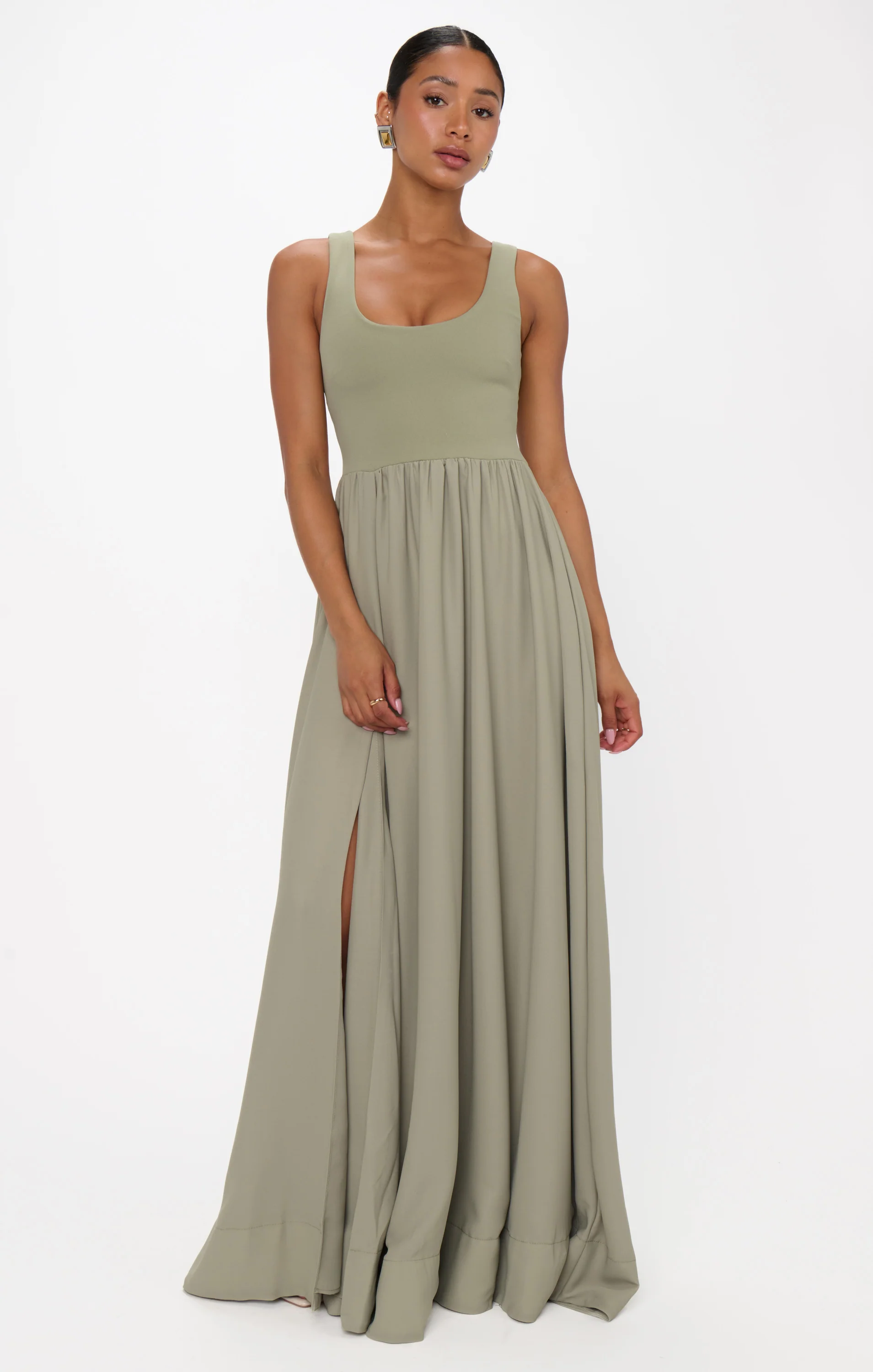 Harper Maxi Dress ~ Moss Green Crisp - Image 4
