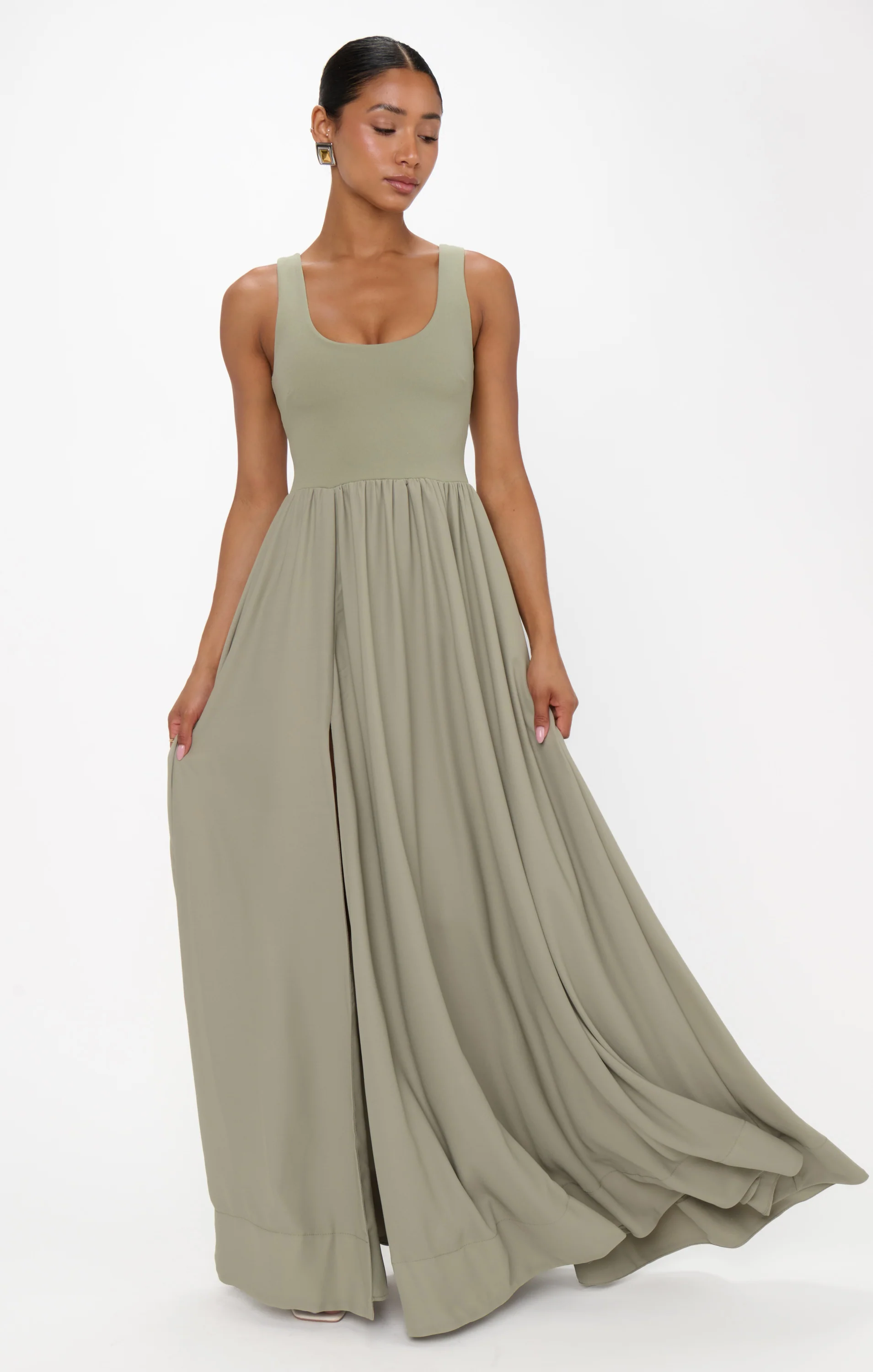 Harper Maxi Dress ~ Moss Green Crisp - Image 5