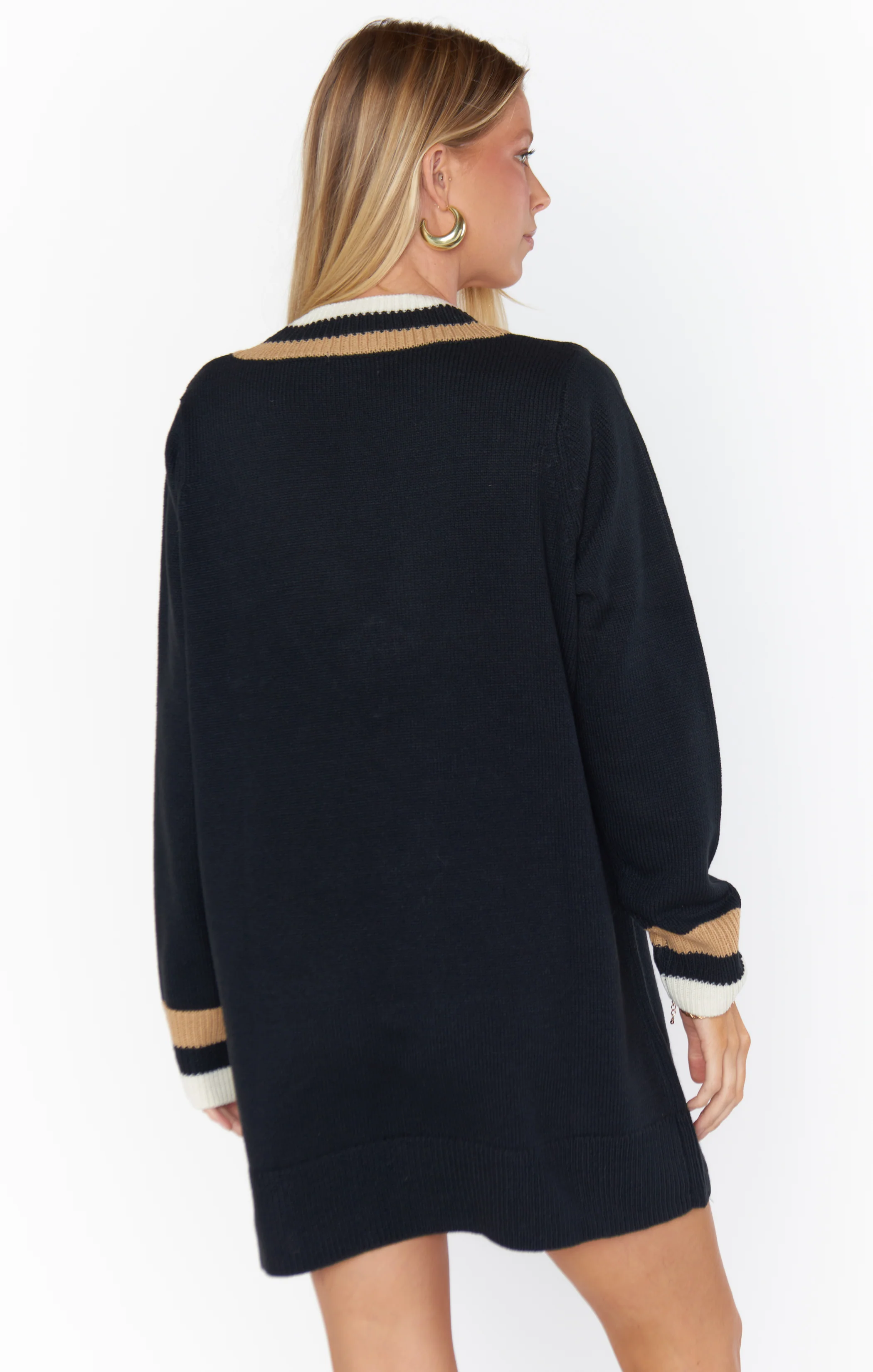 Hartford Sweater Dress ~ Black Varsity Stripe Knit - Image 7