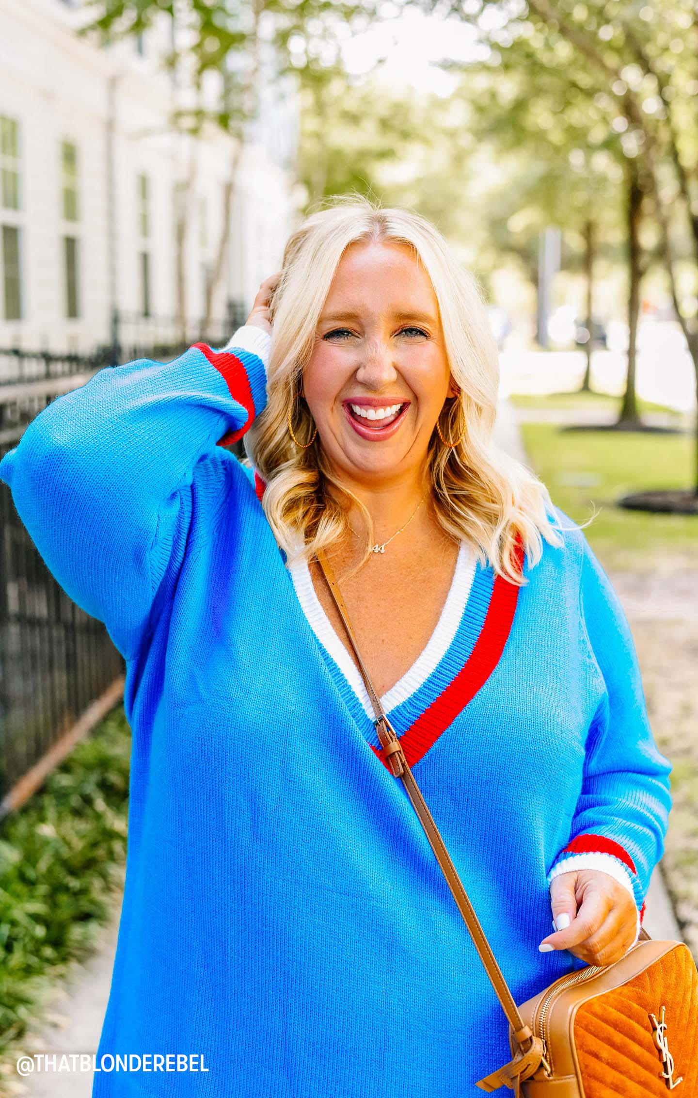 Hartford Sweater Dress ~ Blue Varsity Stripe Knit - Image 7