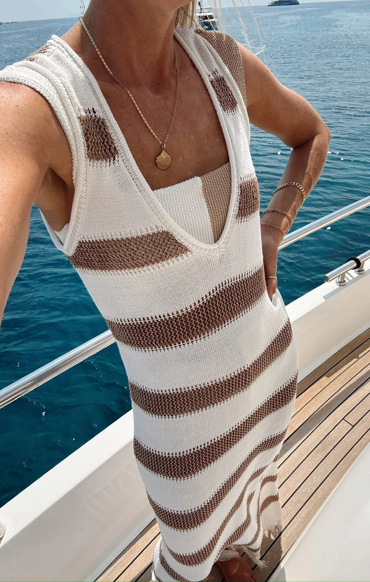 Havana Coverup ~ Sand Dollar Stripe Crochet - Image 2