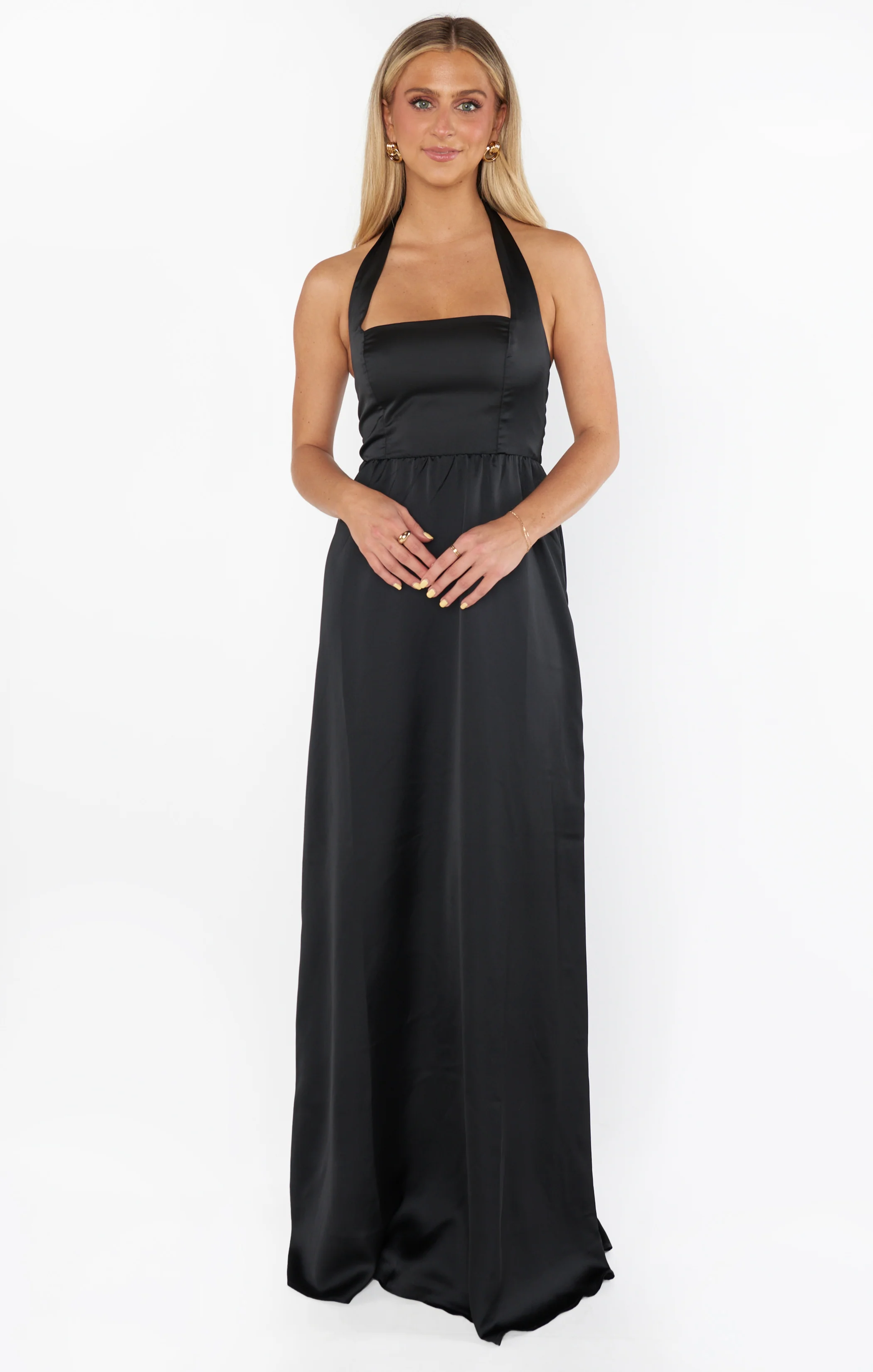 Hazel Halter Maxi Dress ~ Black Luxe Satin - Image 7