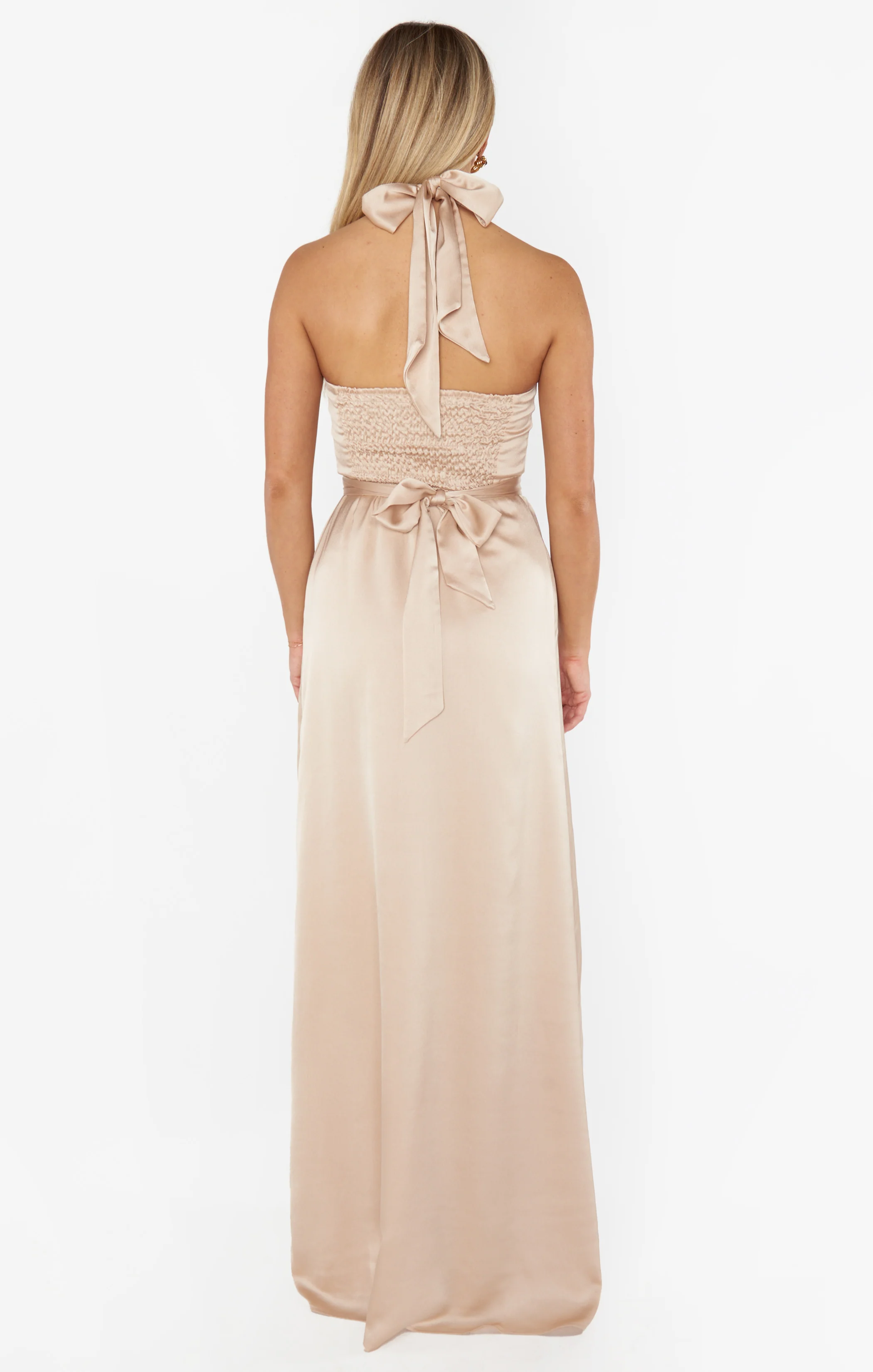 Hazel Halter Maxi Dress ~ Champagne Luxe Satin - Image 2
