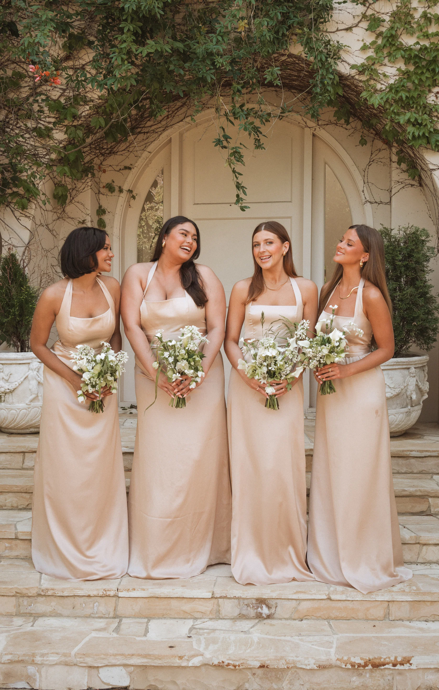 Hazel Halter Maxi Dress ~ Champagne Luxe Satin - Image 3