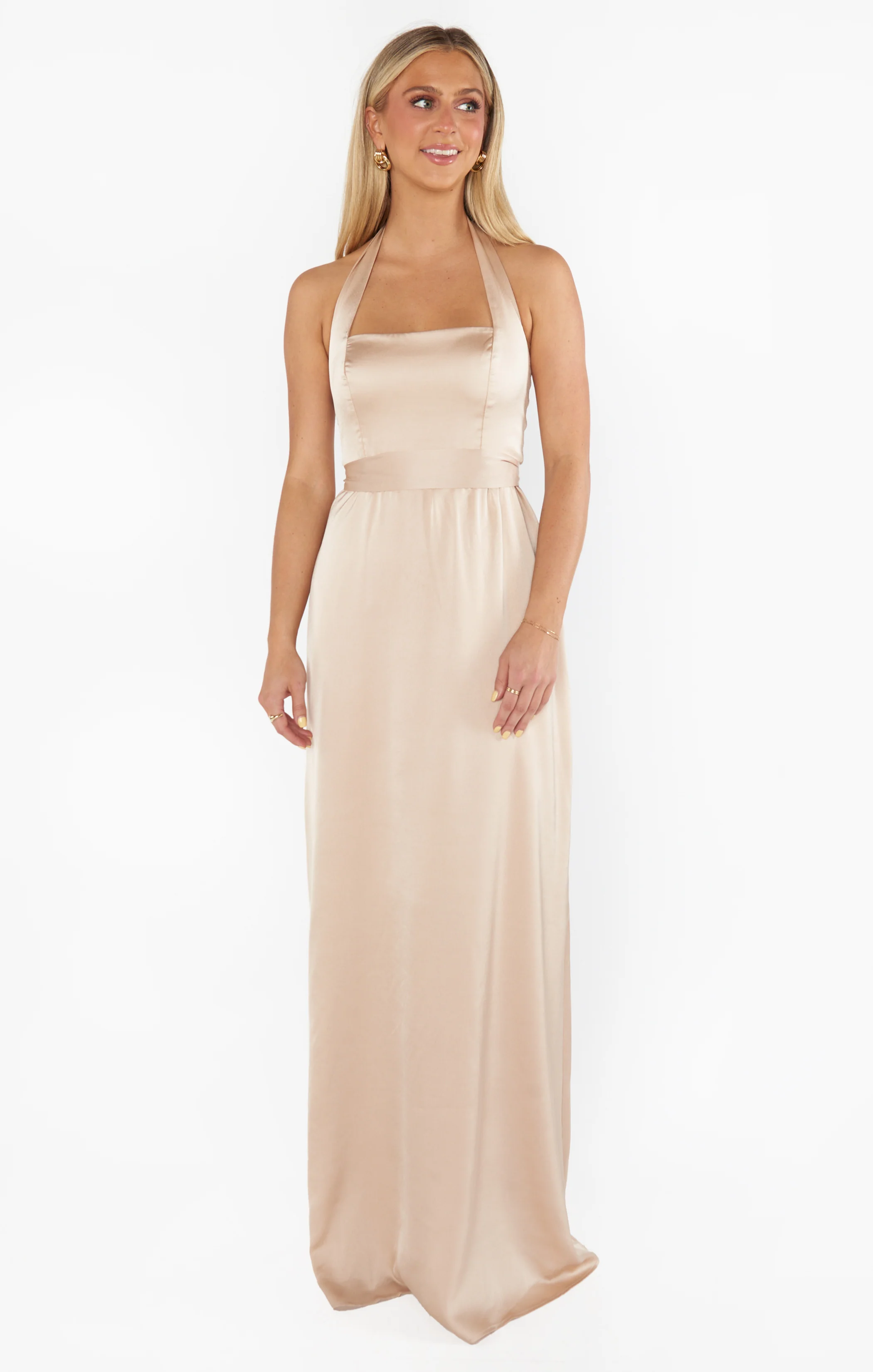 Hazel Halter Maxi Dress ~ Champagne Luxe Satin - Image 7