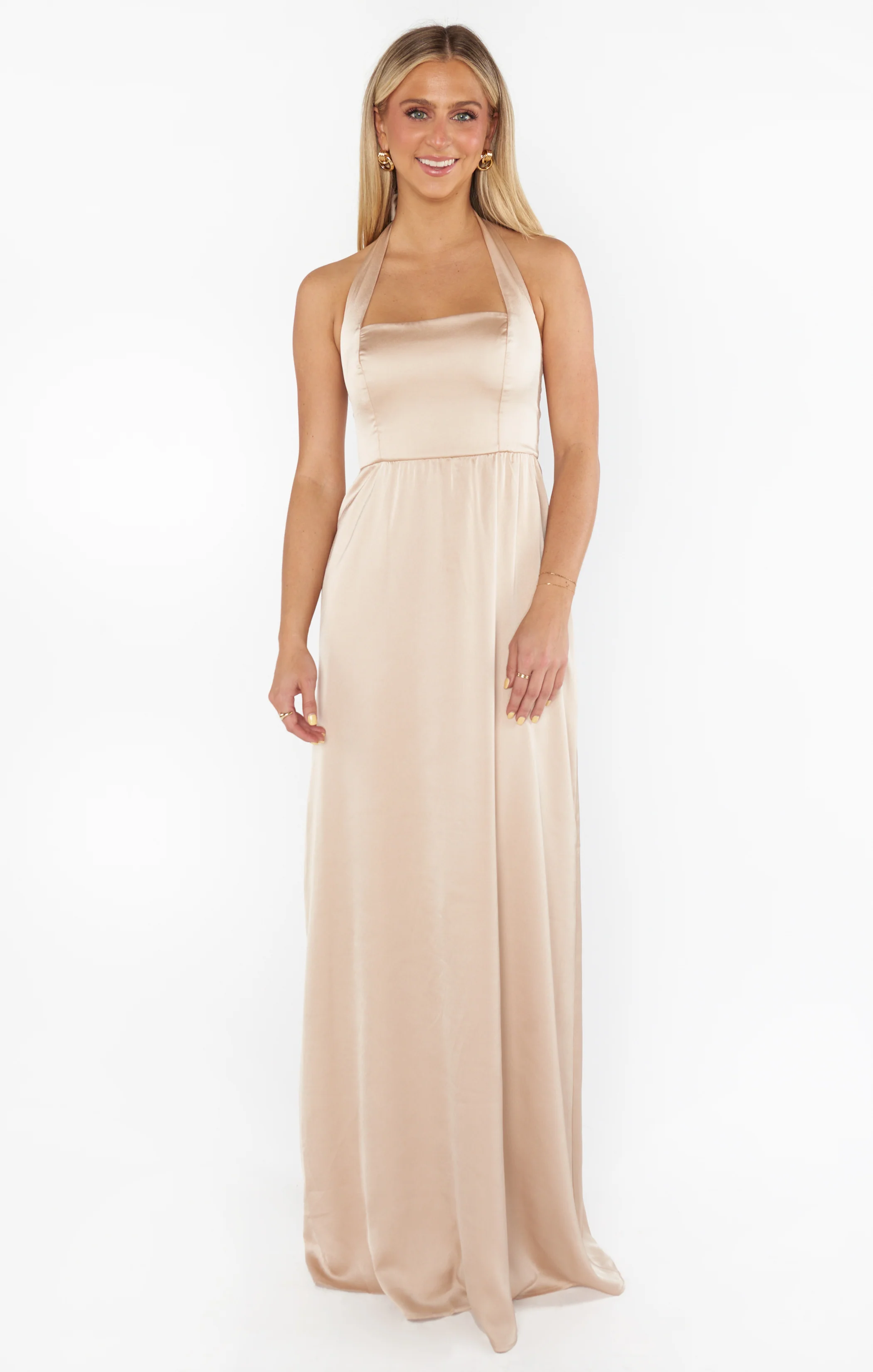 Hazel Halter Maxi Dress ~ Champagne Luxe Satin - Image 8