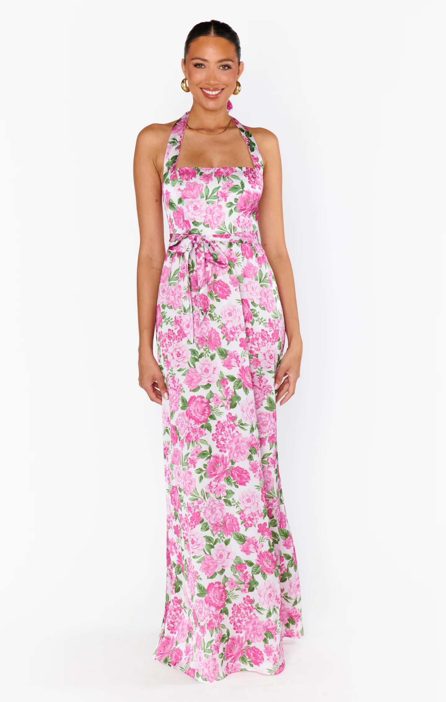 Hazel Halter Maxi Dress ~ Cottage Floral Pink - Image 3
