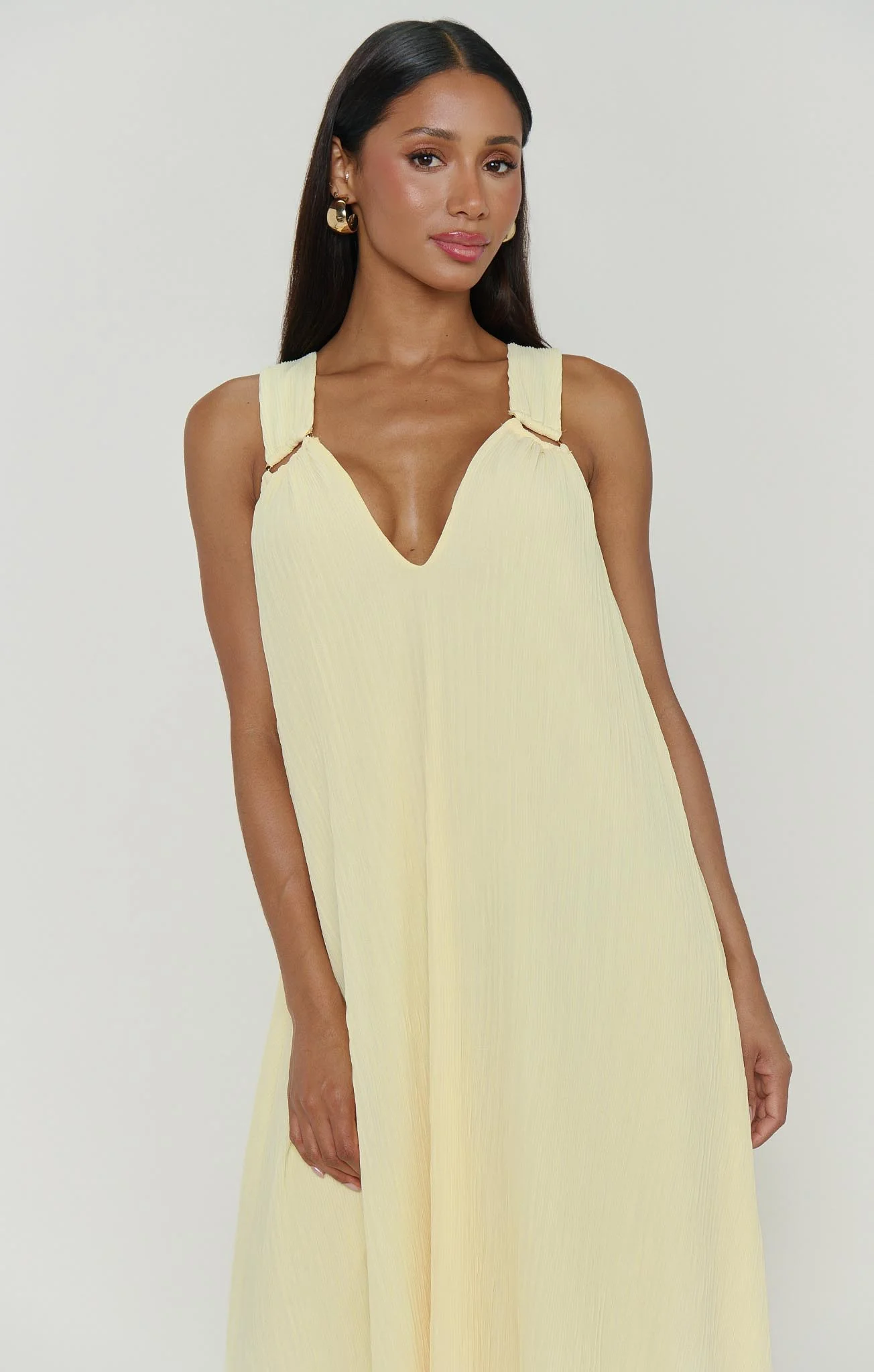 Heidi Maxi Dress ~ Pale Yellow Pleated Chiffon - Image 2