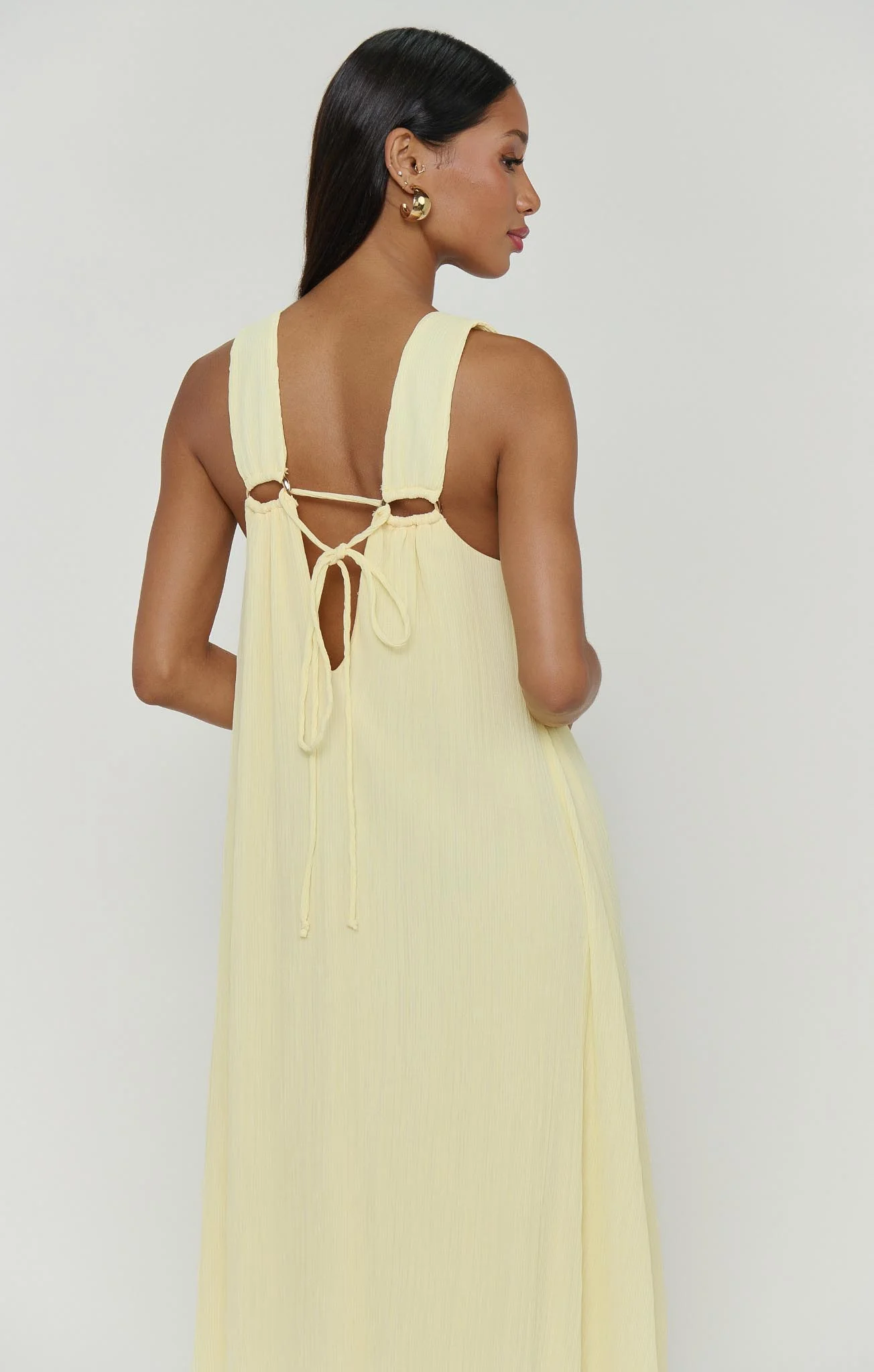 Heidi Maxi Dress ~ Pale Yellow Pleated Chiffon - Image 4
