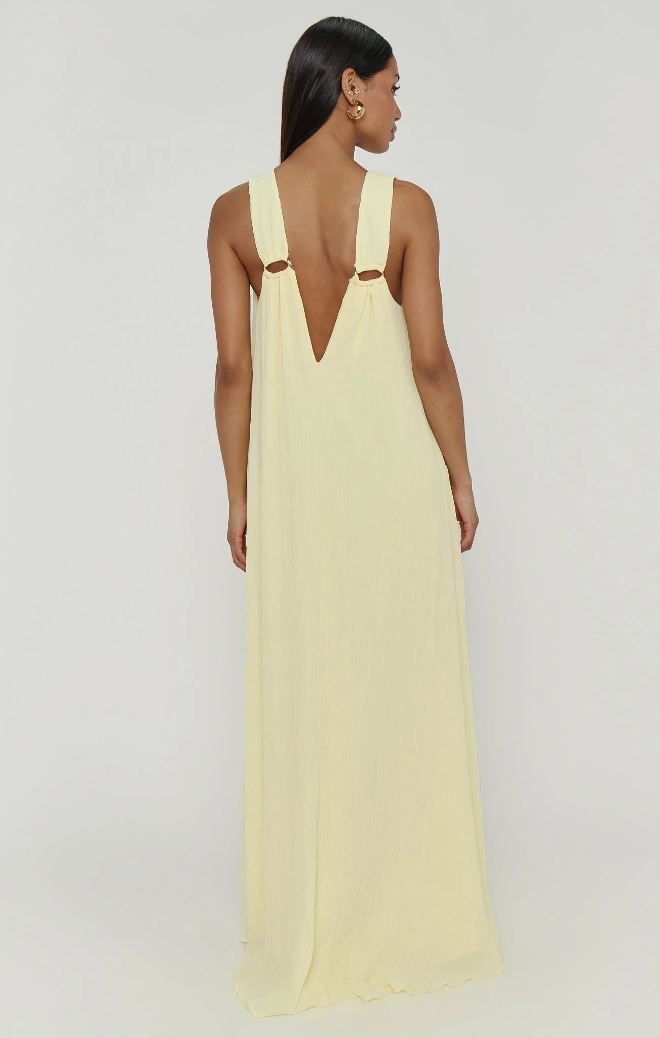 Heidi Maxi Dress ~ Pale Yellow Pleated Chiffon - Image 5
