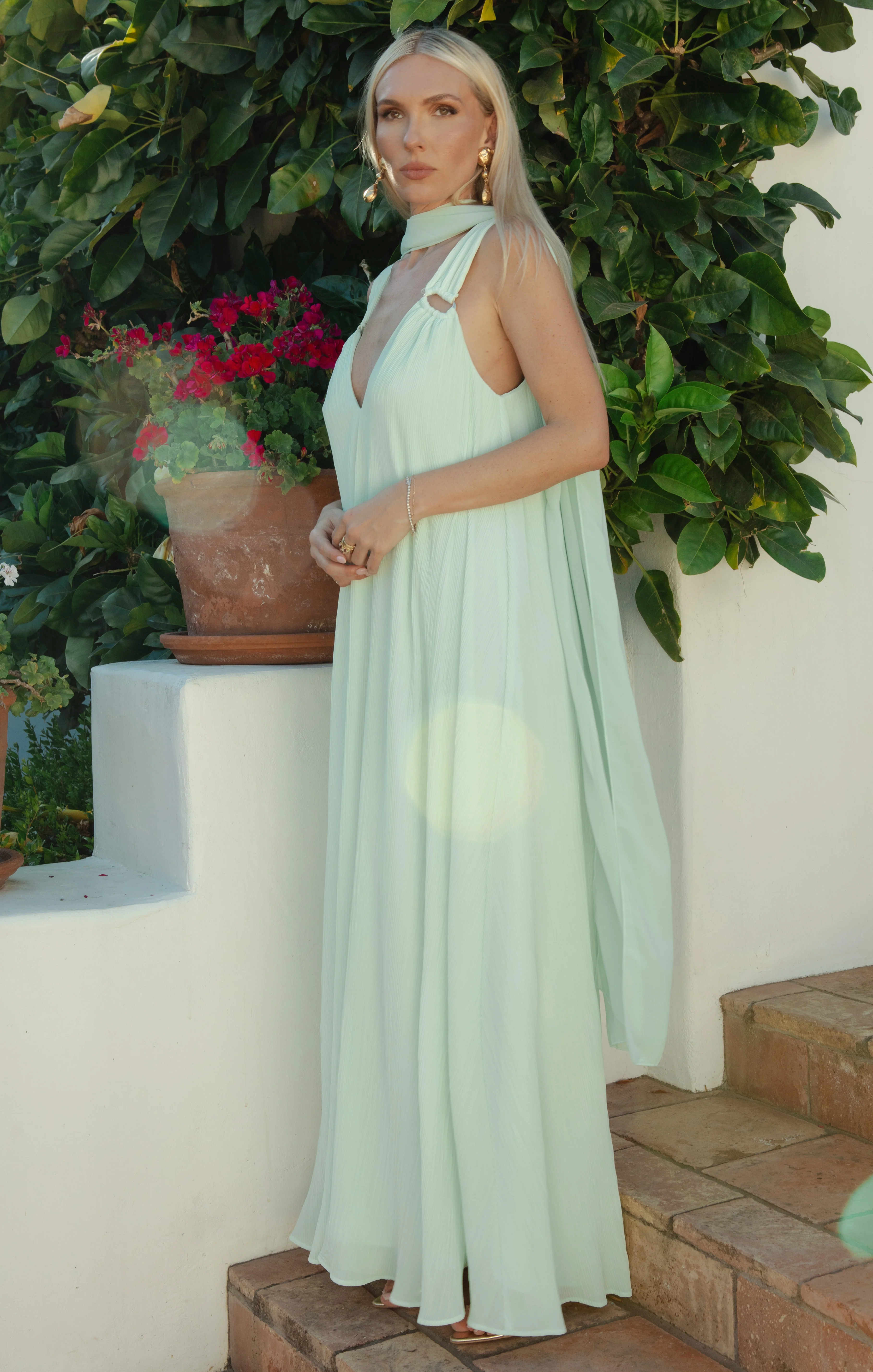 Heidi Maxi Dress ~ Pistachio Pleated Chiffon - Image 2