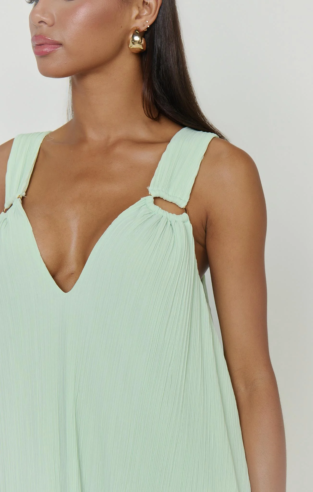 Heidi Maxi Dress ~ Pistachio Pleated Chiffon - Image 4