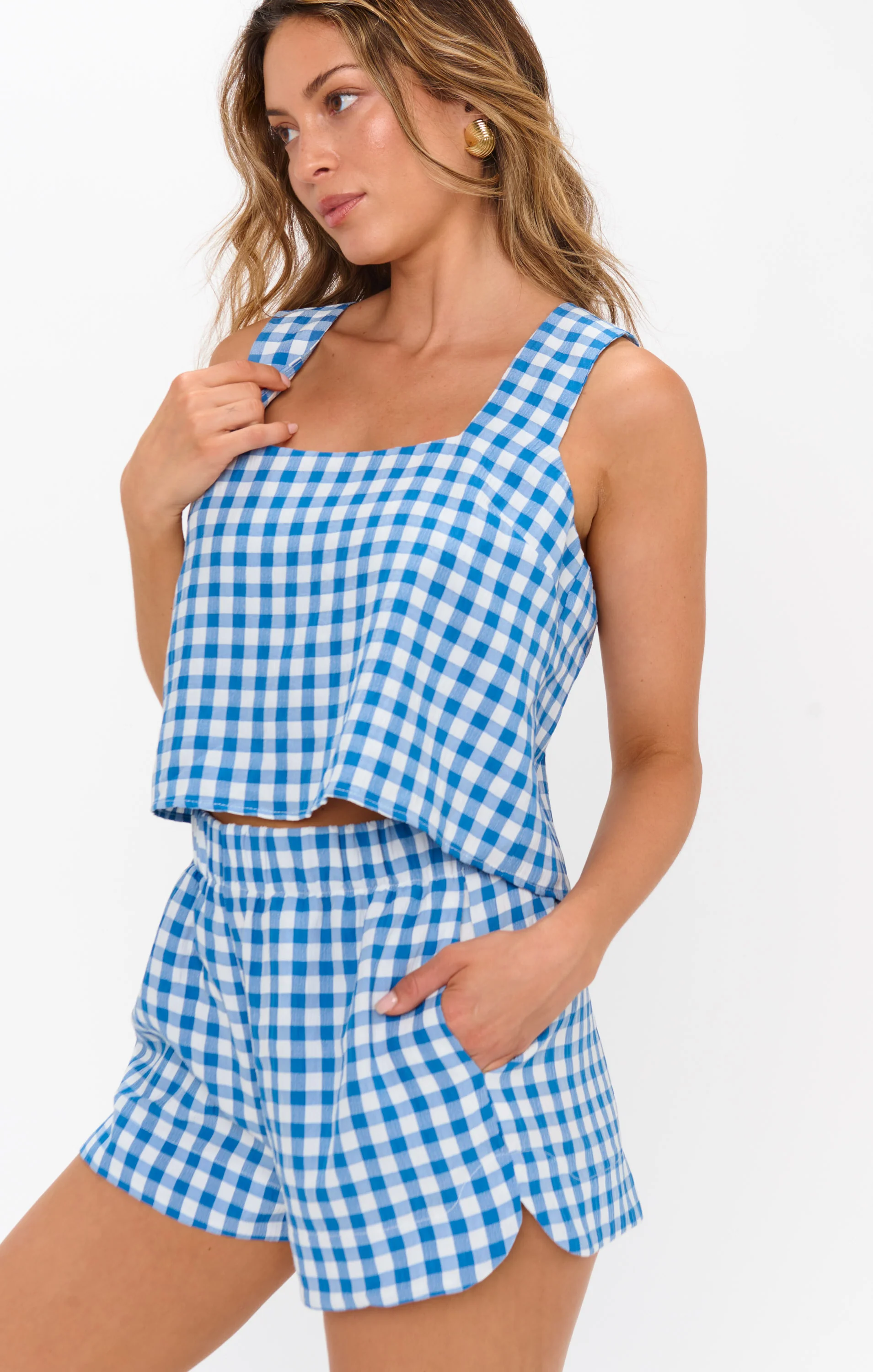 Hendrix Dolphin Shorts ~ Blue Bounty Gingham - Image 2