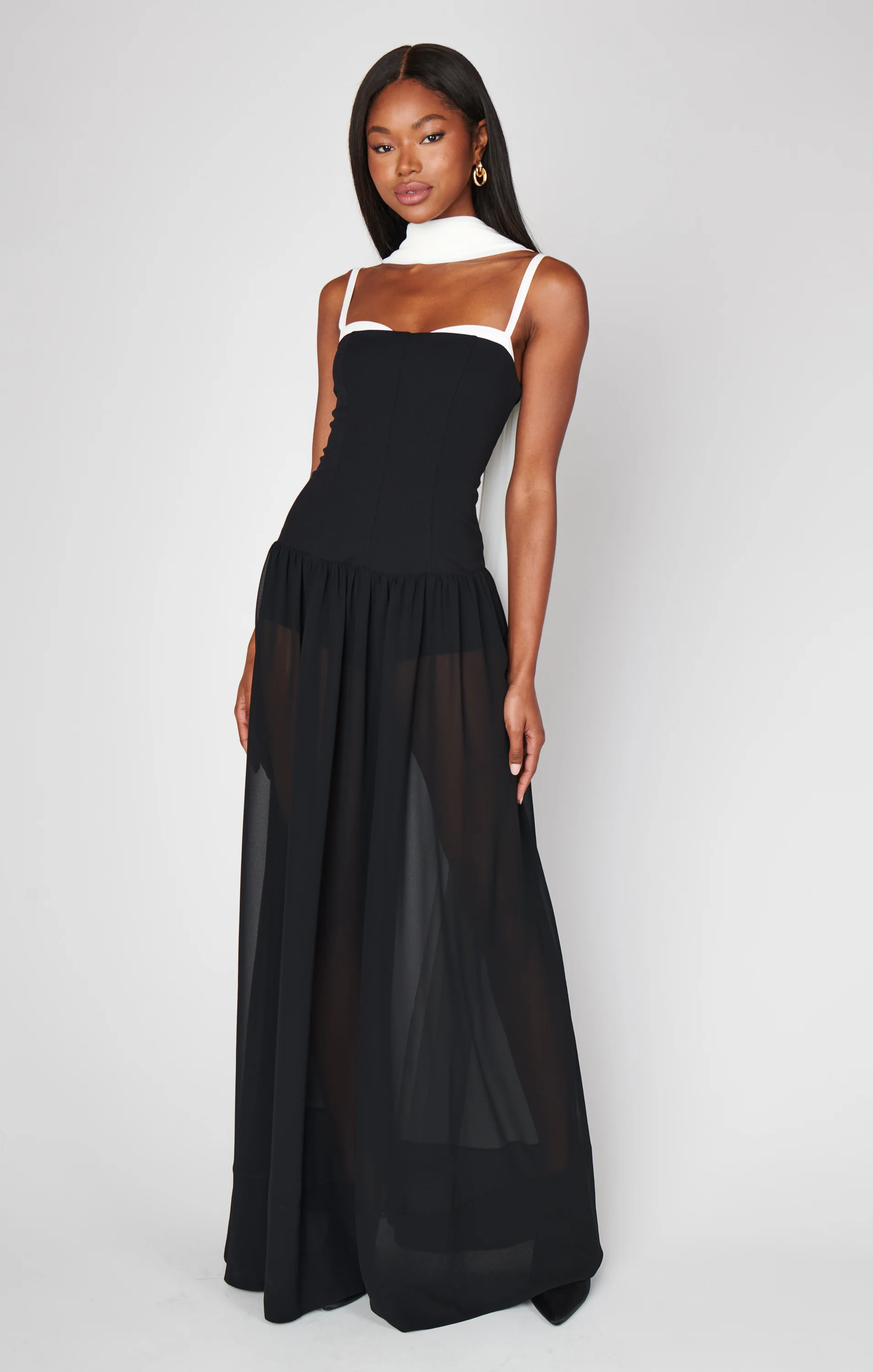 Hepburn Maxi Dress ~ Black Tie Colorblock - Image 3